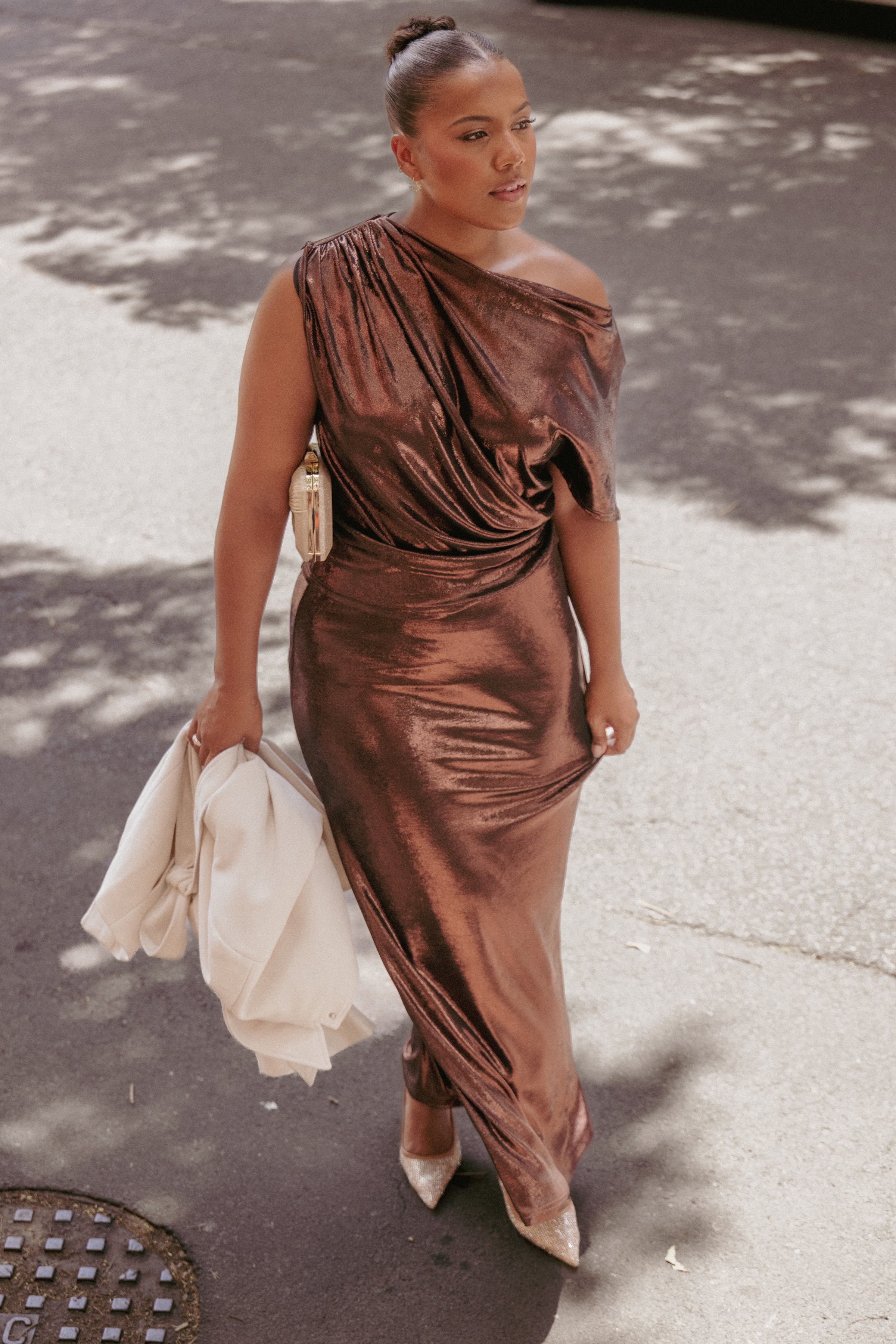 Petal and Pup USA TOPS Rowyn Drapey Metallic Top - Bronze