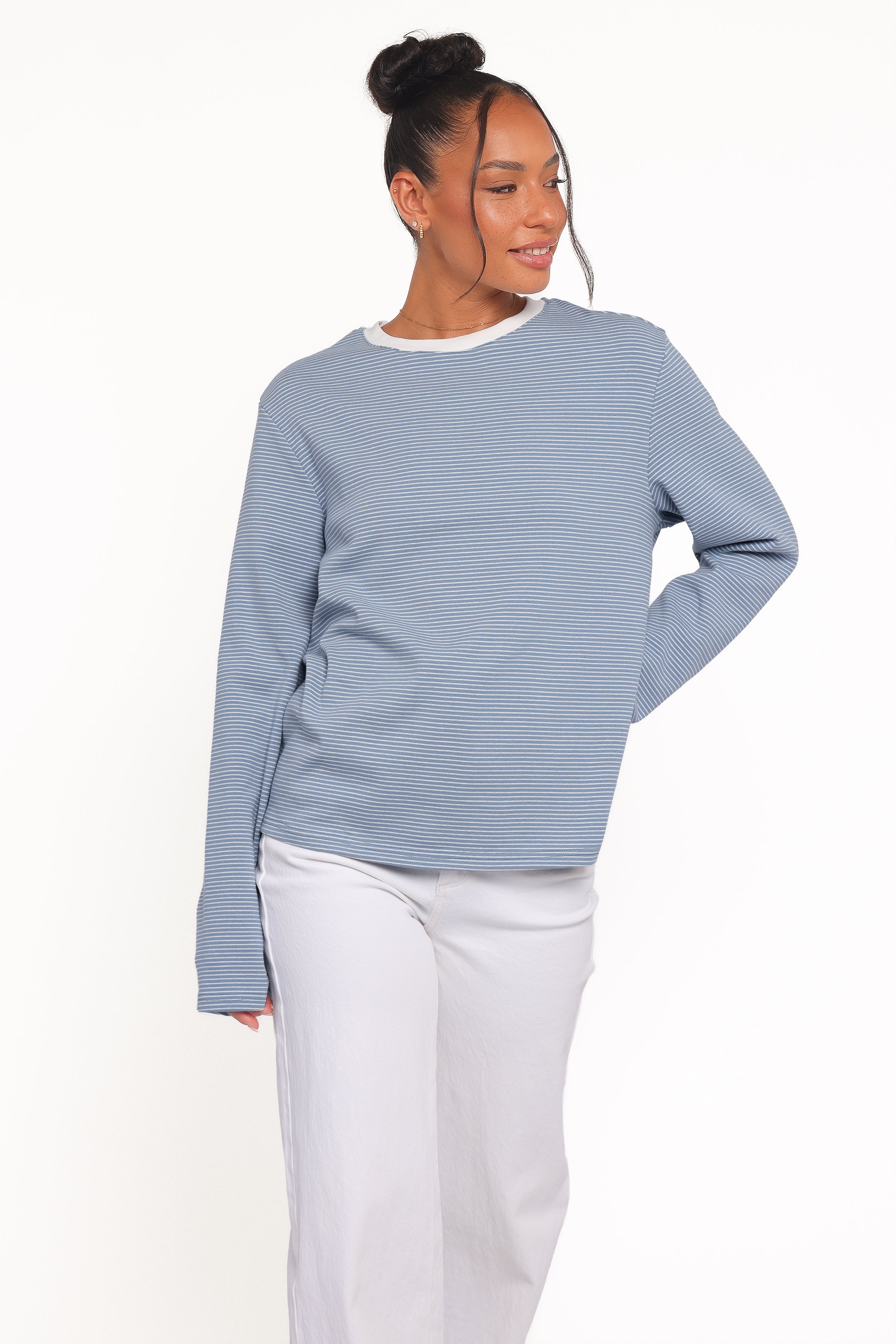 Petal and Pup USA TOPS Ruva Long Sleeve Tee - Blue White Stripe