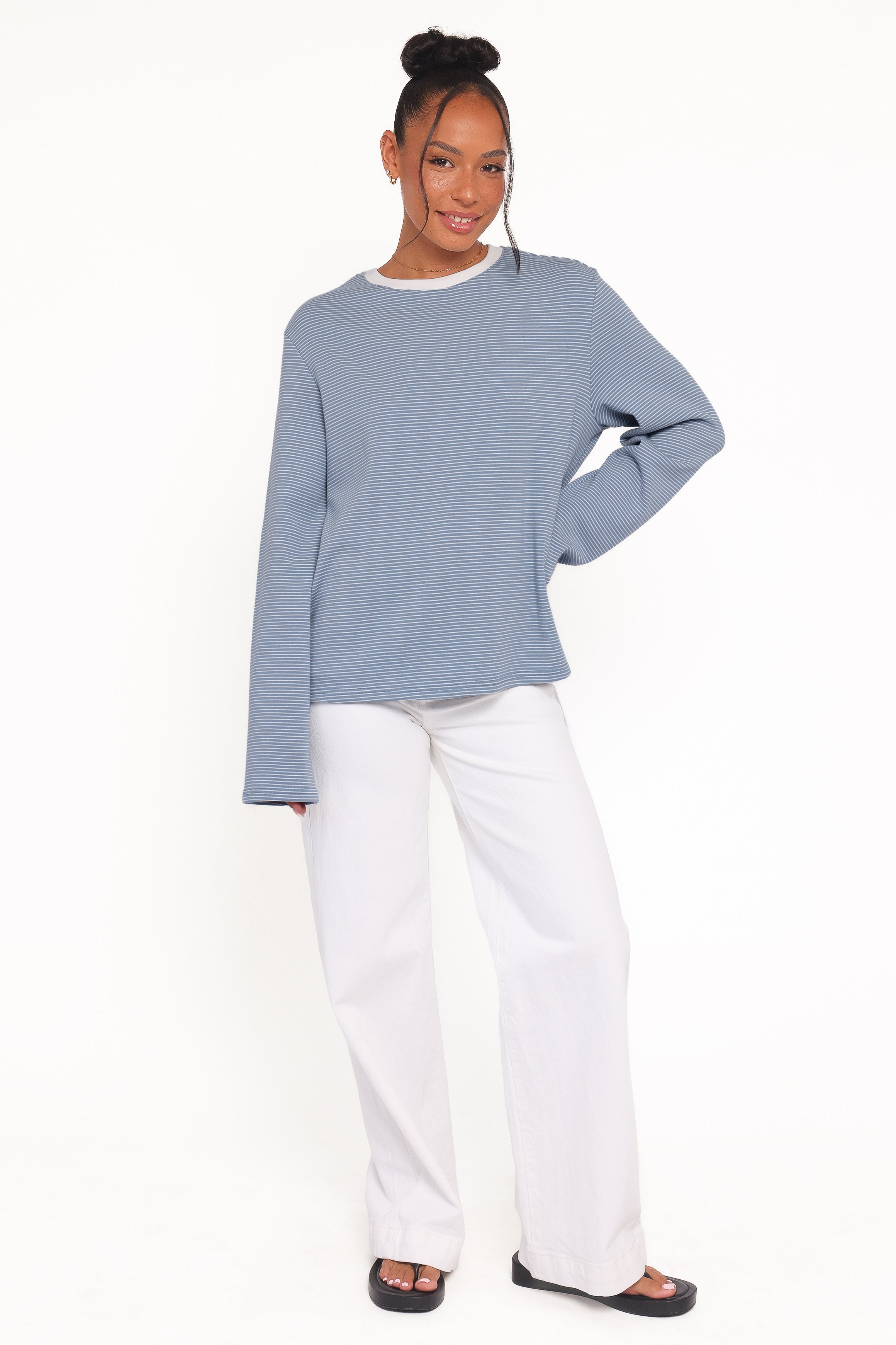 Petal and Pup USA TOPS Ruva Long Sleeve Tee - Blue White Stripe