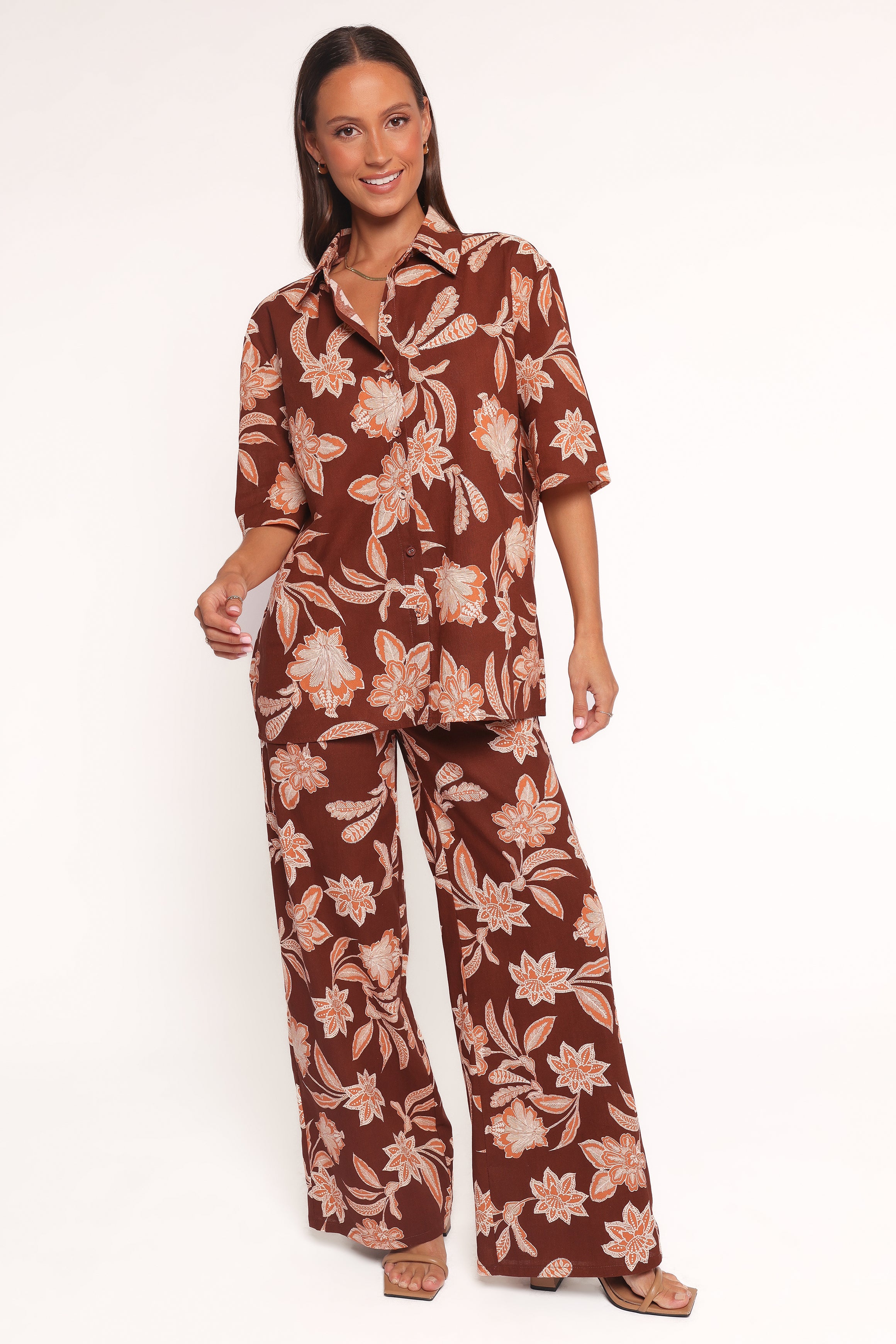 Petal and Pup USA TOPS Samira Short Sleeve Shirt - Orange Floral