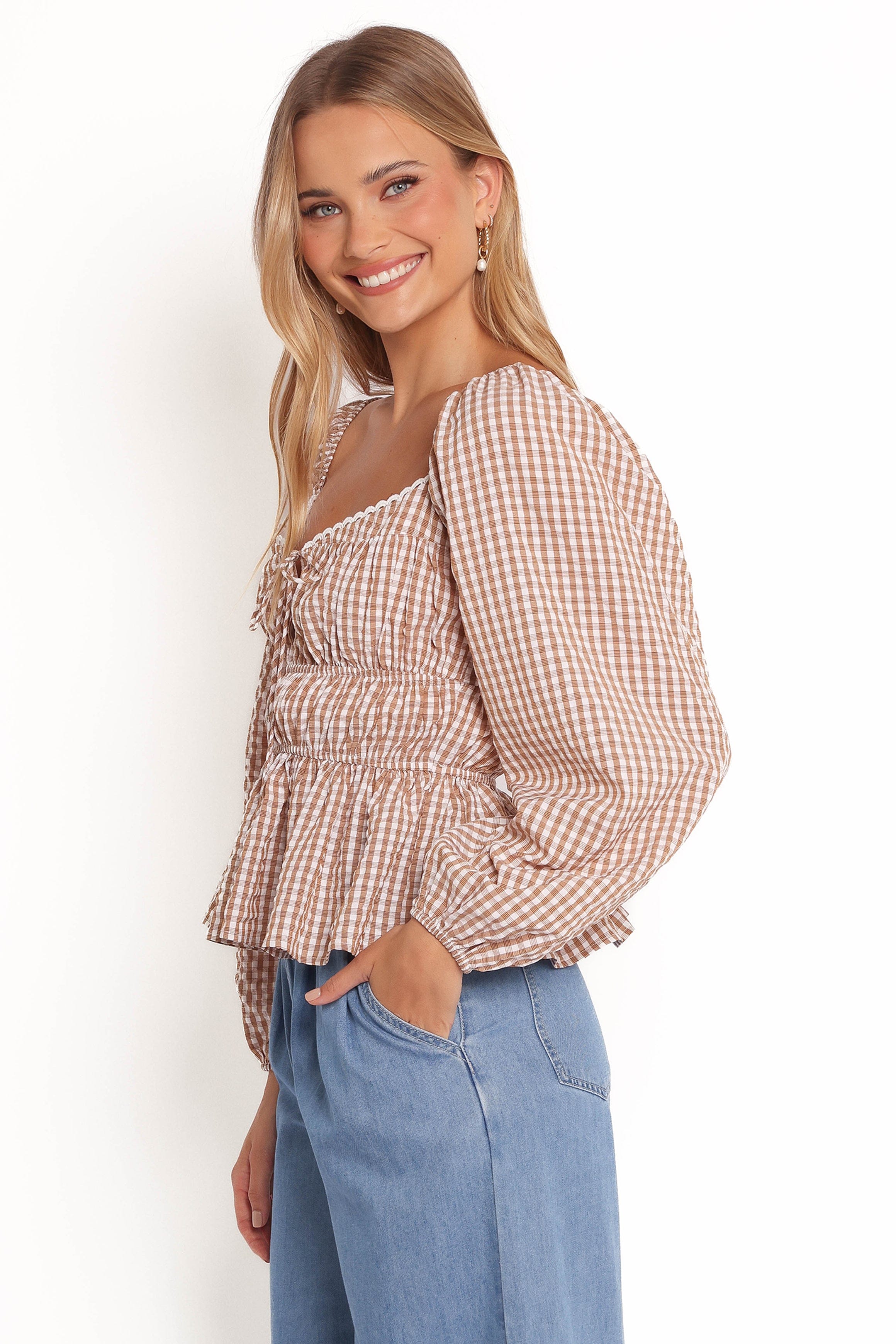 Petal and Pup USA TOPS Saphia Top - Brown Check