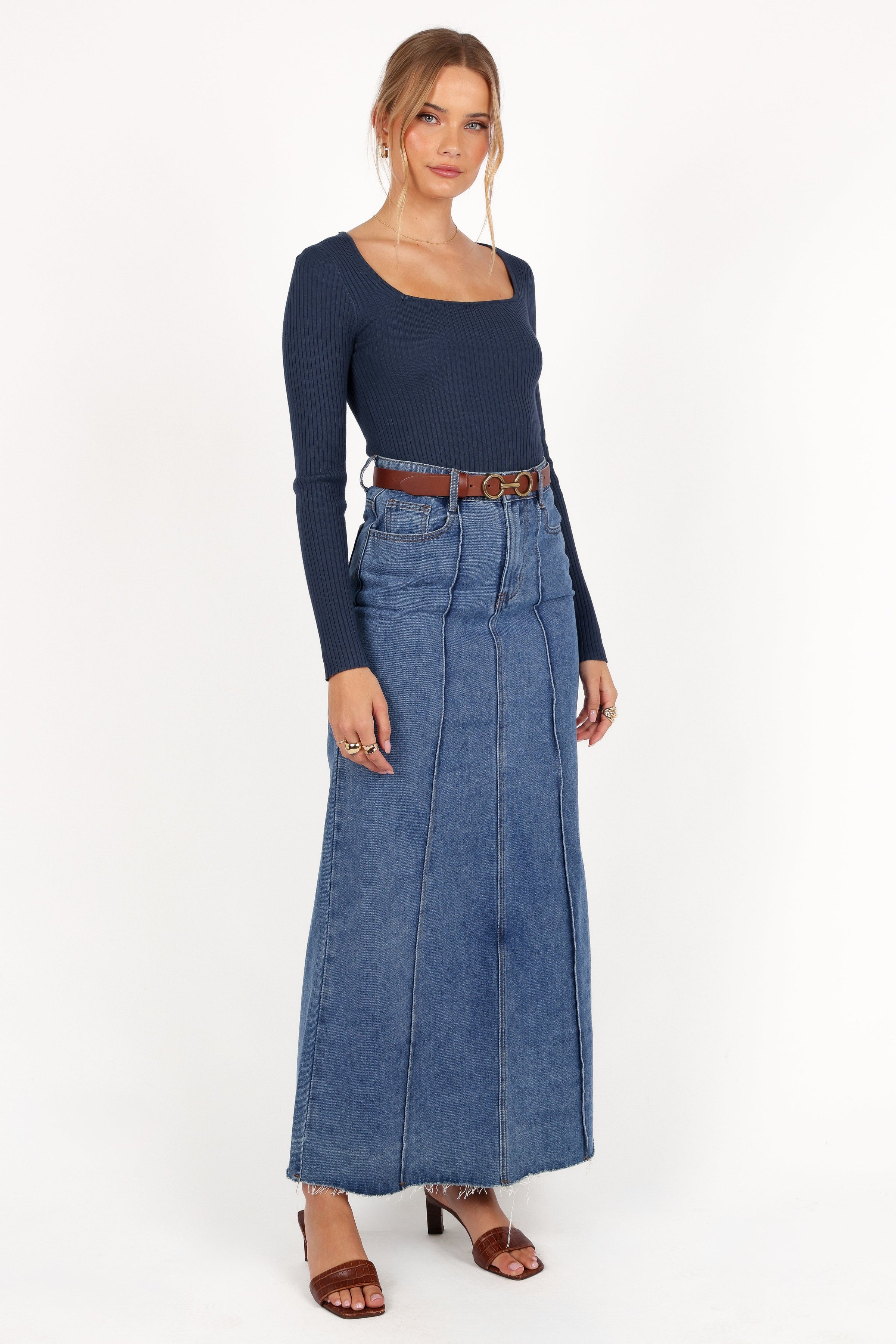 Petal and Pup USA TOPS Shani Ribbed Knit Top - Dusty Blue