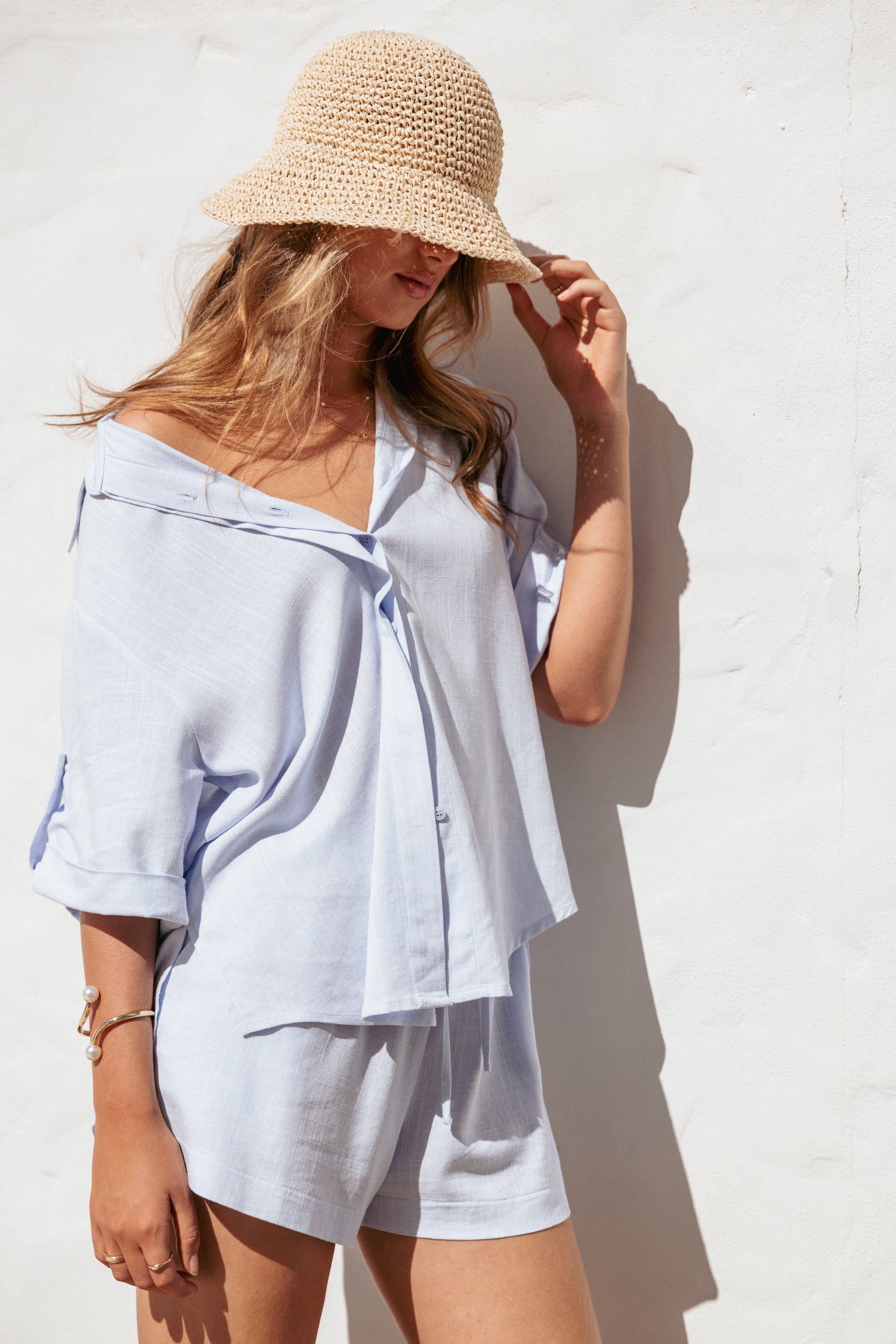Petal and Pup USA TOPS Shelley Short Sleeve Shirt - Pale Blue
