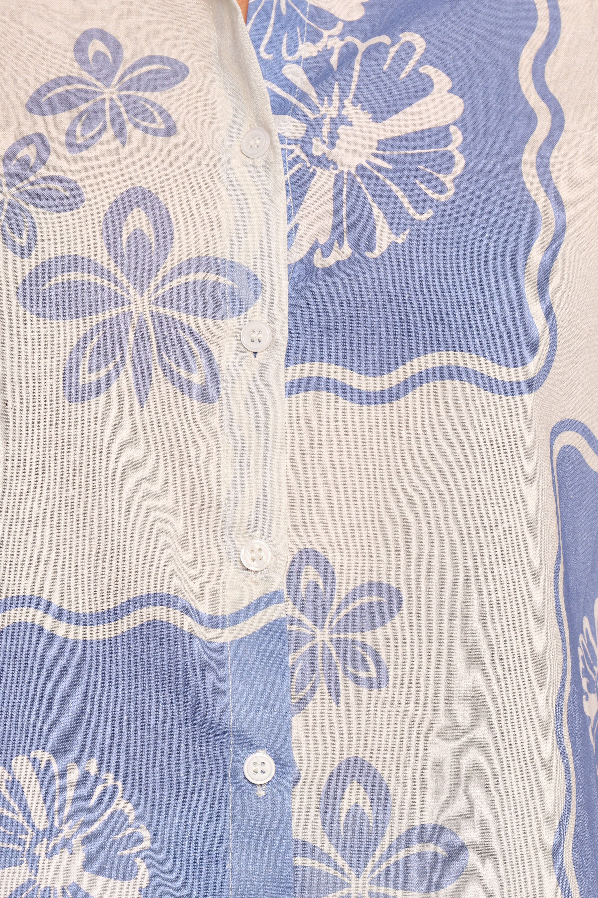 Petal and Pup USA TOPS Shellie Short Sleeve Shirt - Blue Dahlia