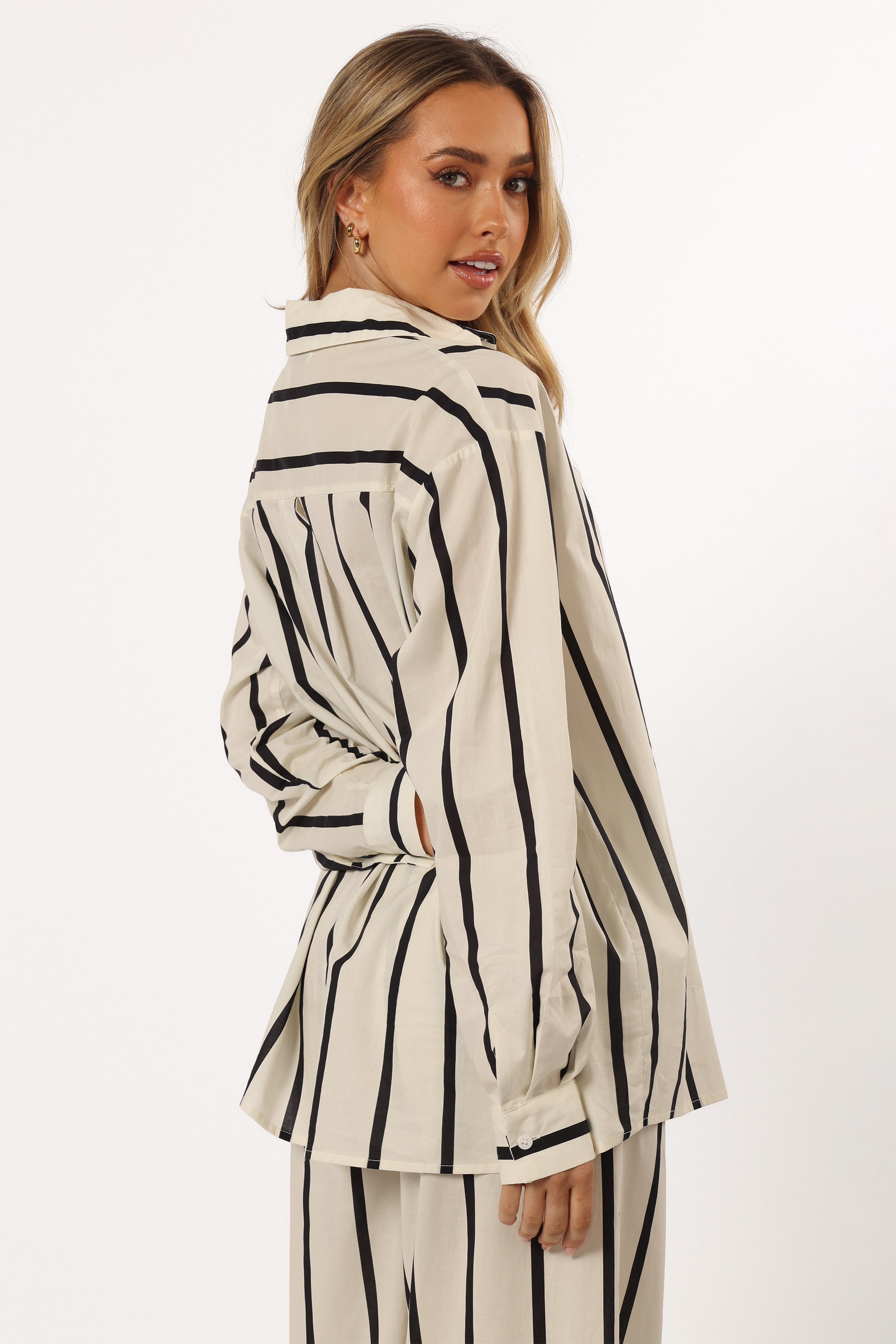 Petal and Pup USA TOPS Silvia Button Down Shirt - Cream Stripe