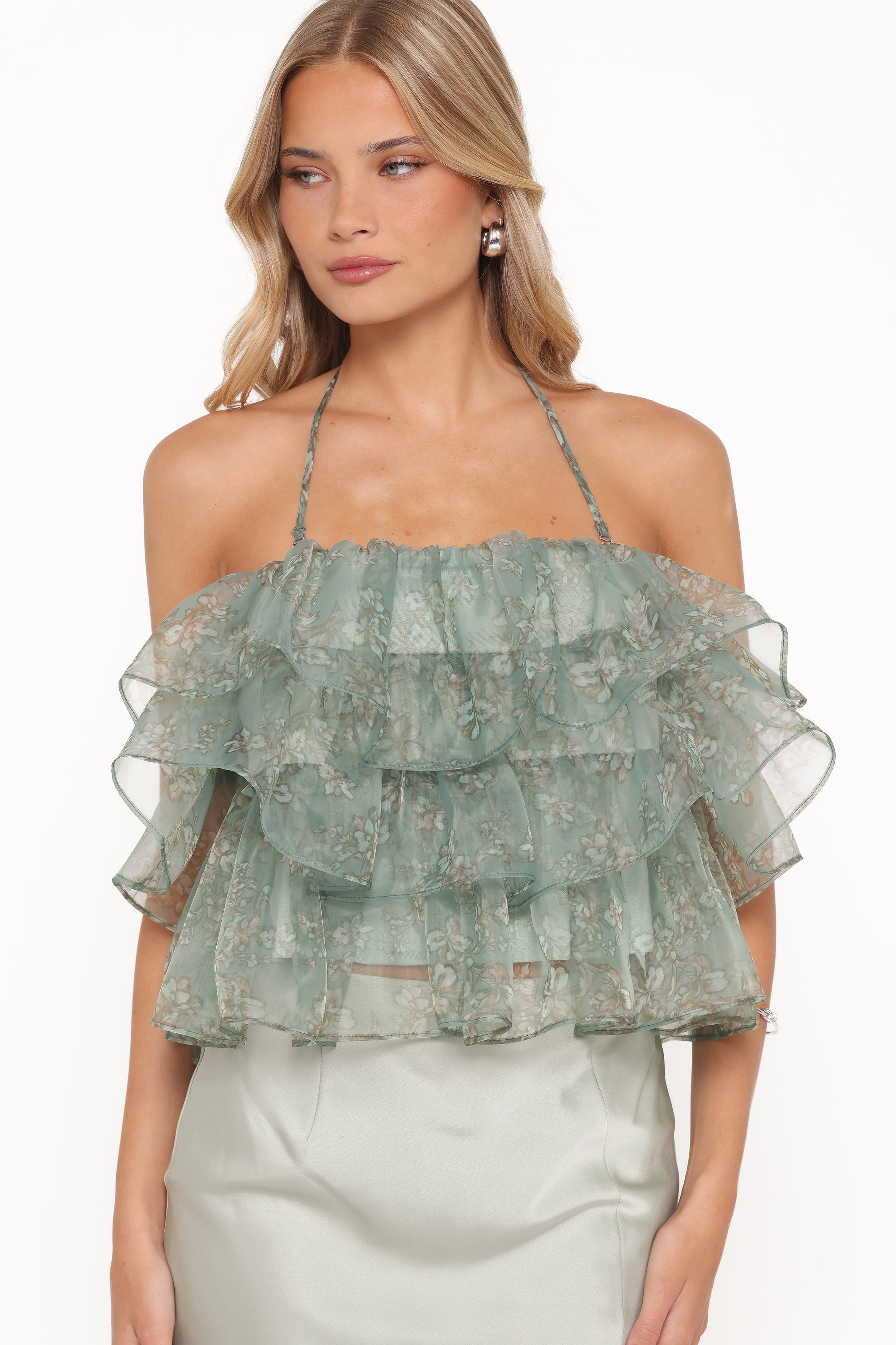 Petal and Pup USA TOPS Taelya Flounce Top - Mint Green Floral