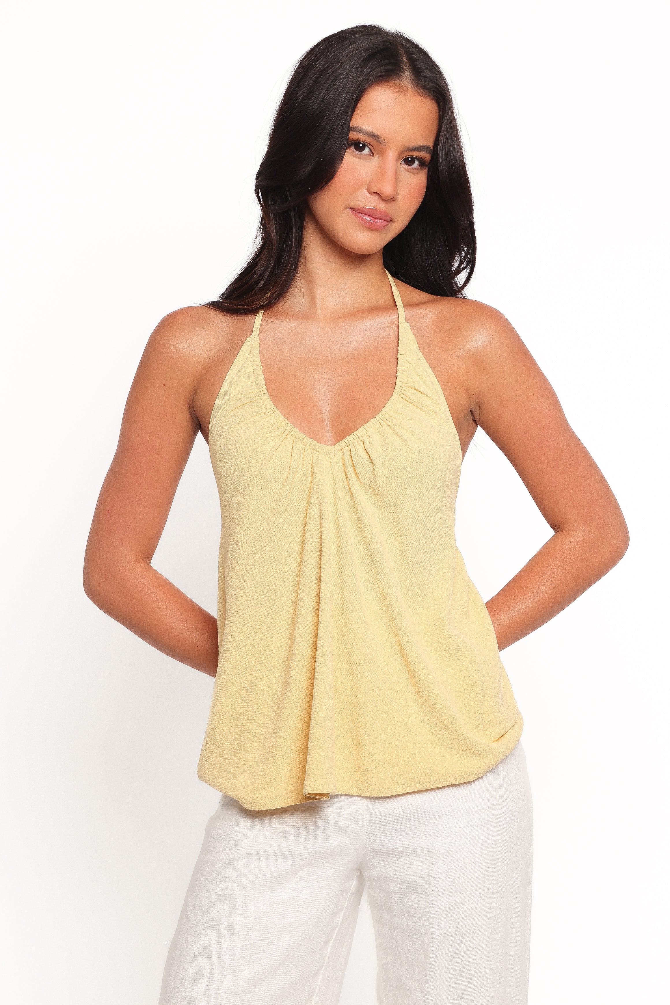 Petal and Pup USA TOPS Theodora Halterneck Top - Yellow
