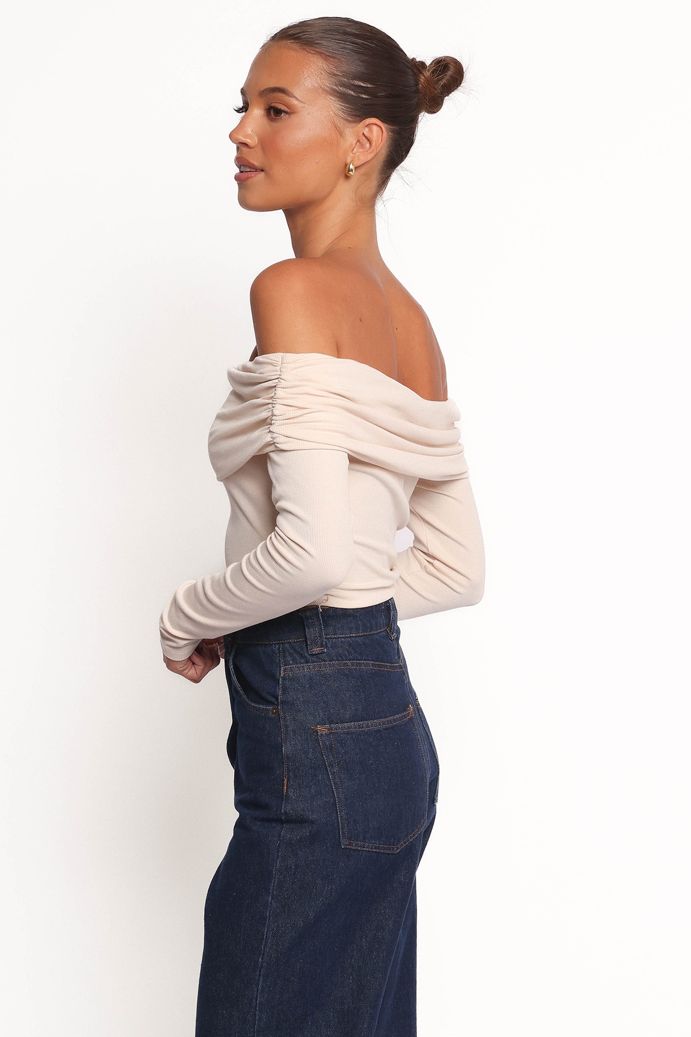Petal and Pup USA TOPS Thomsie Off Shoulder Knit Top - Ivory