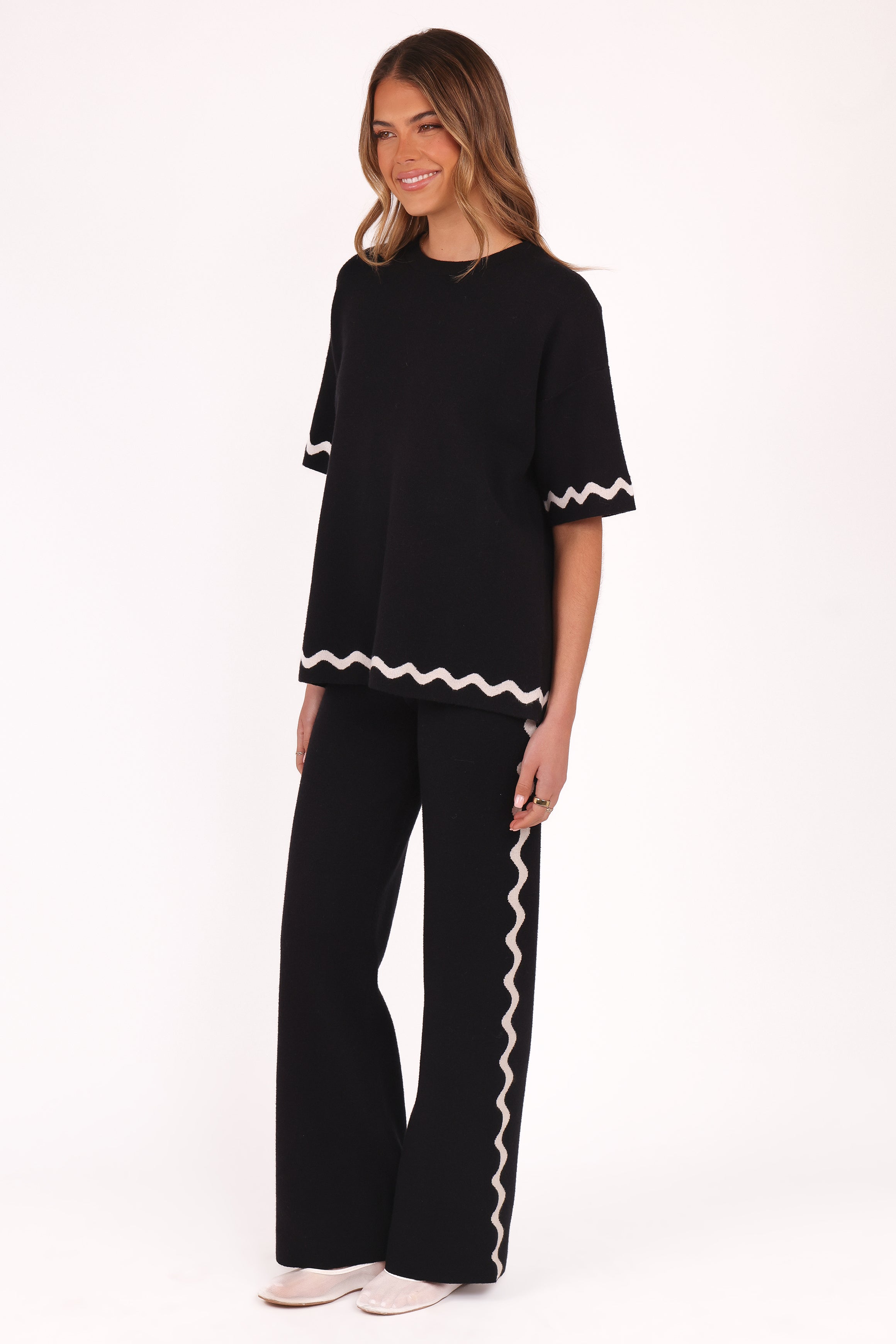 Petal and Pup USA TOPS Vespa Knitted Tee - Black White
