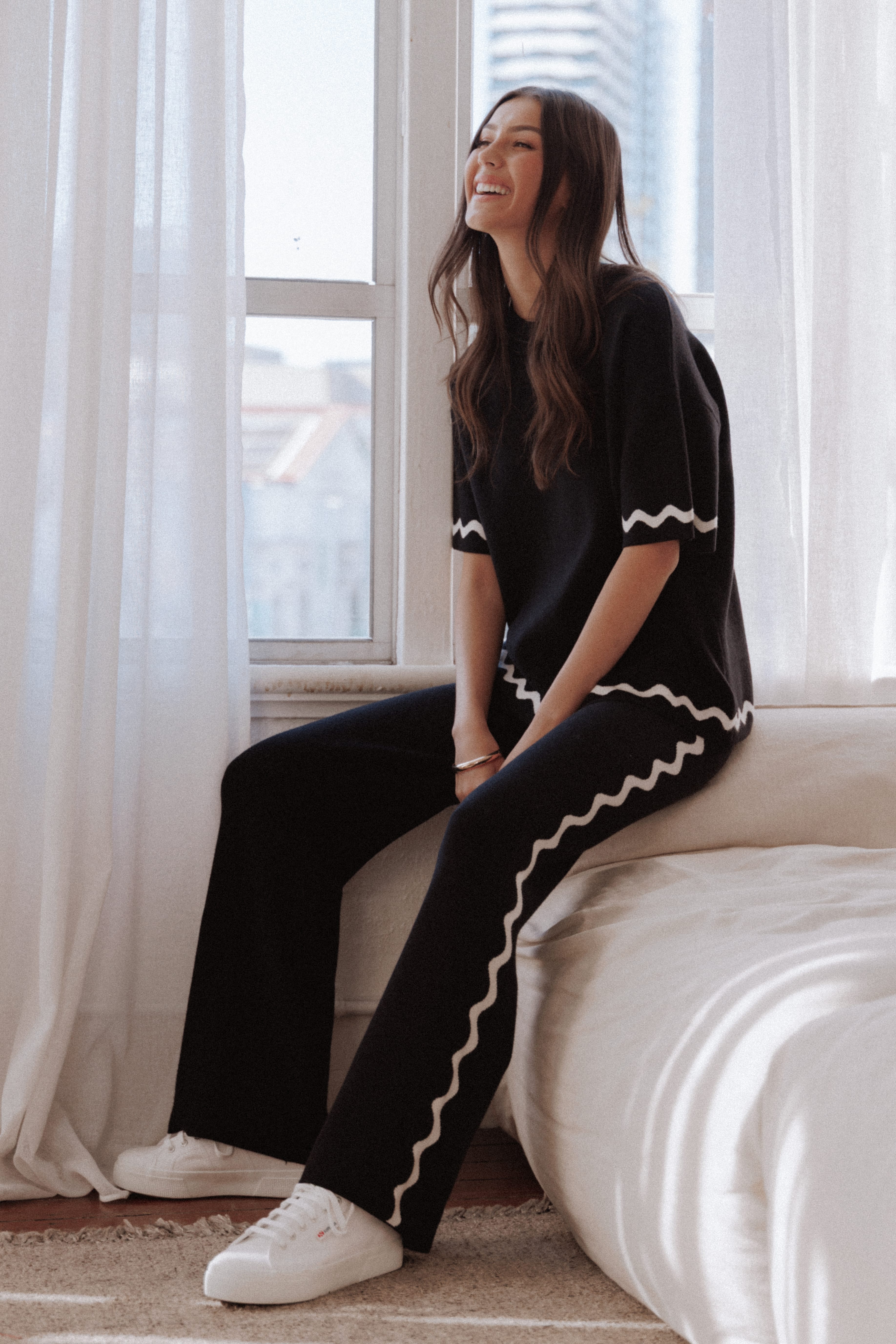 Petal and Pup USA TOPS Vespa Knitted Tee - Black White