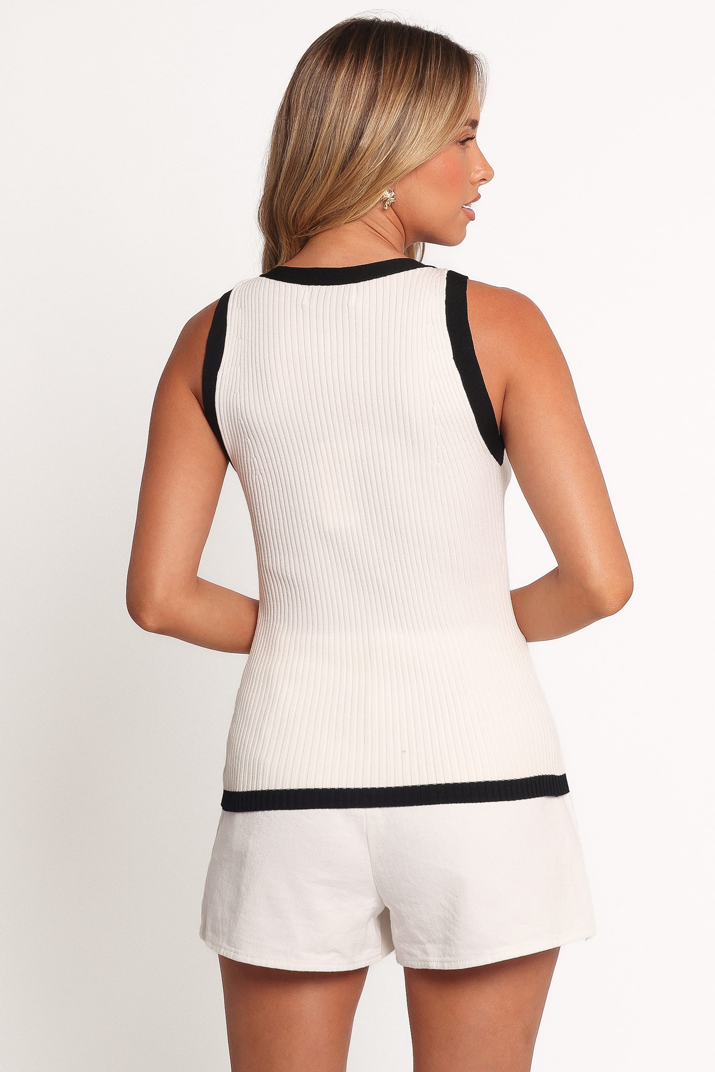 Petal and Pup USA TOPS Virginia Knit Vest Top - White Black (Hold for Rack)