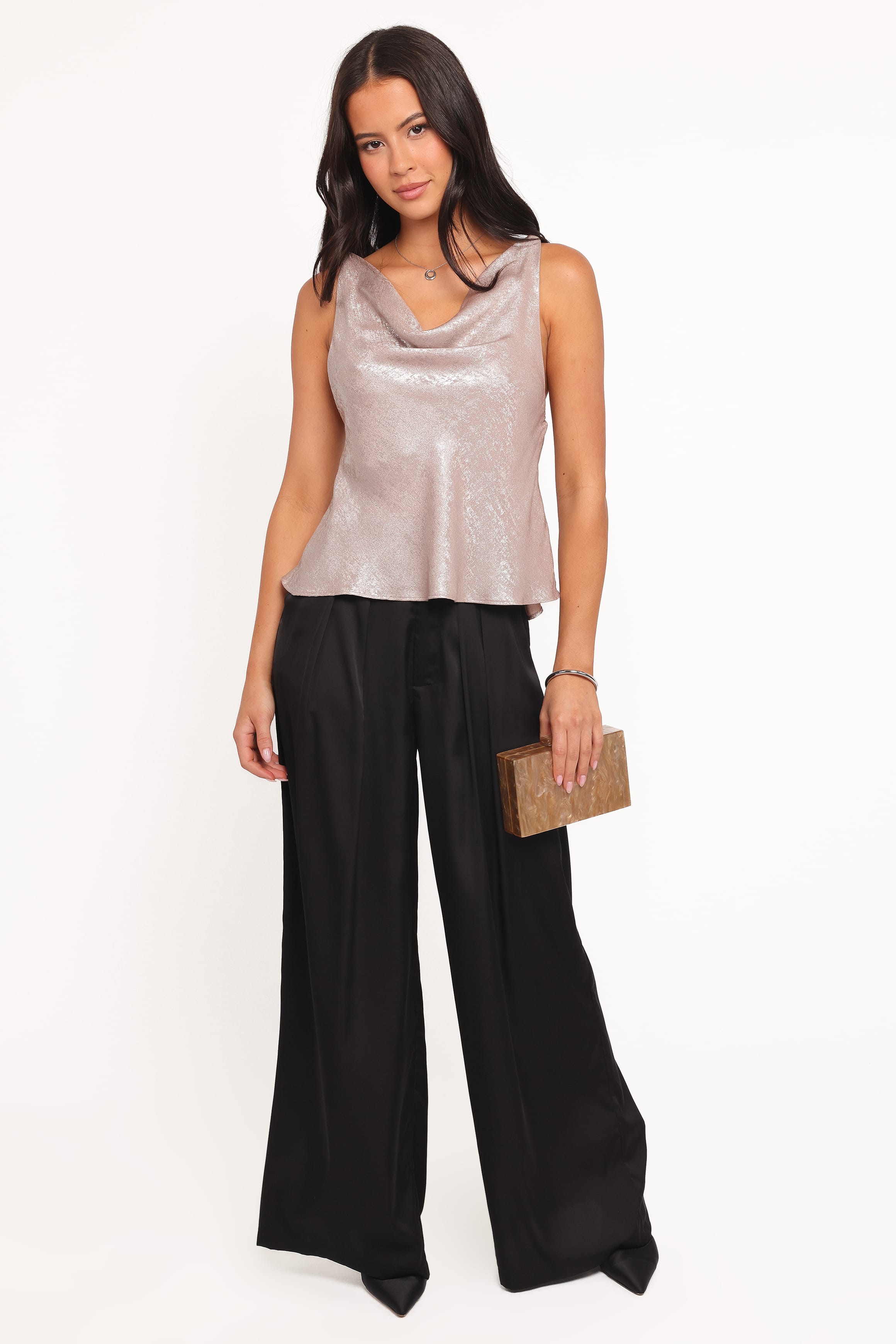 Petal and Pup USA TOPS Vita Cowl Neck Cami Top - Champagne