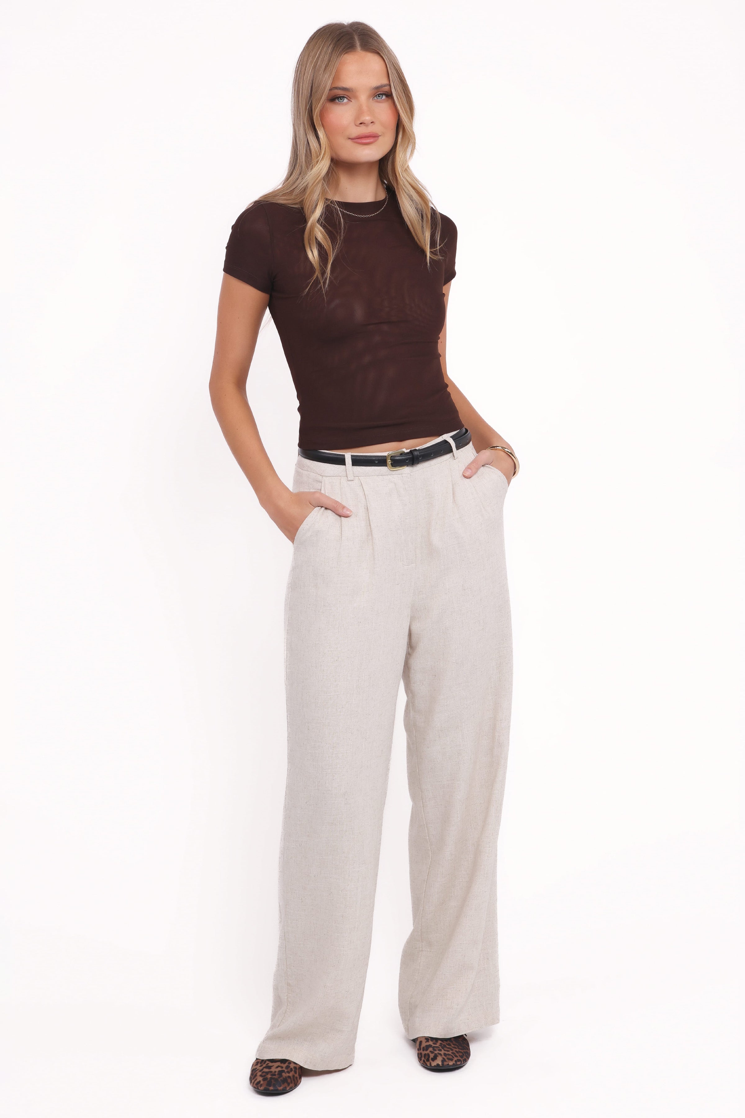 Petal and Pup USA TOPS Vivian Mesh Tee - Brown