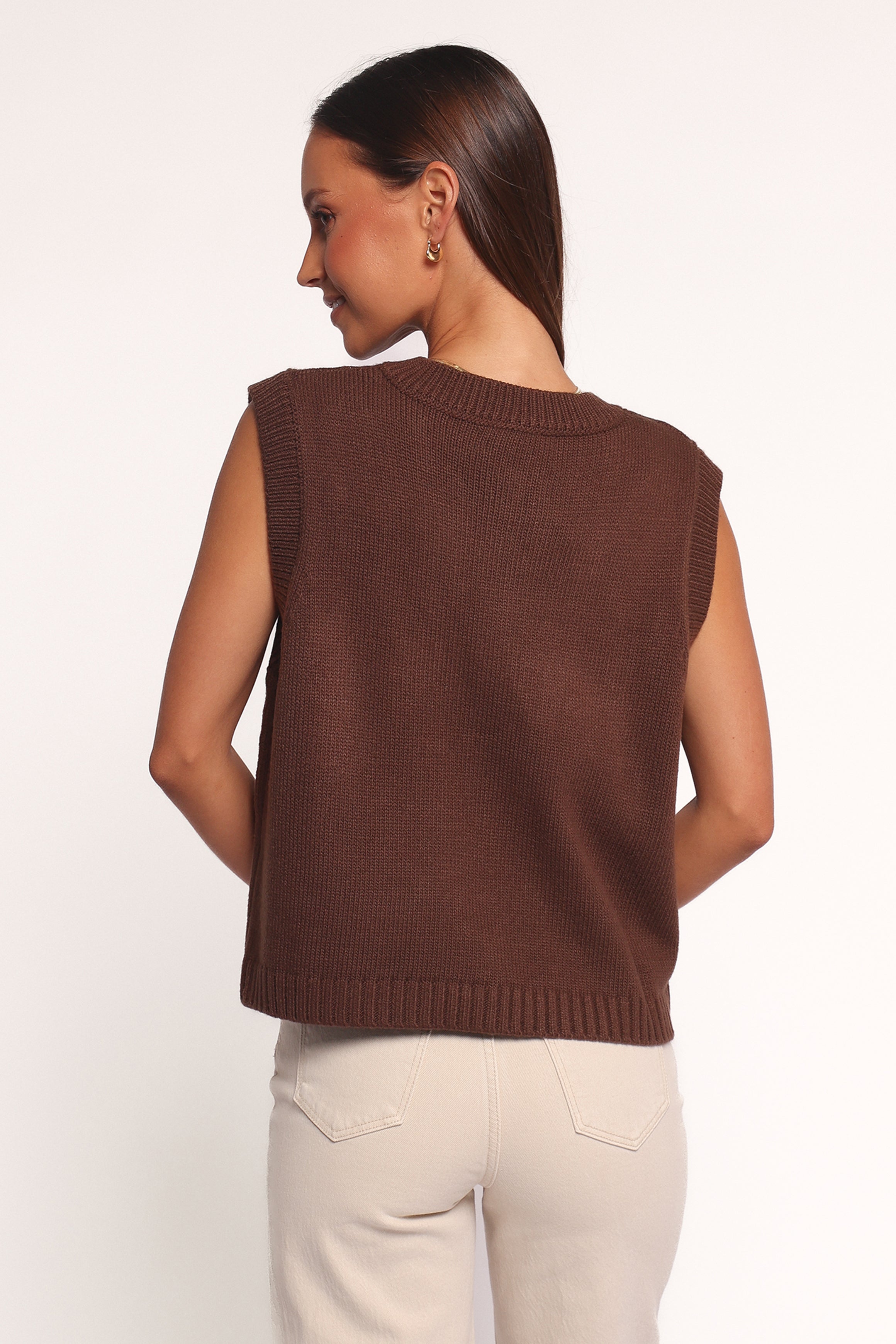 Petal and Pup USA TOPS Weston Knit Vest - Dark Chocolate
