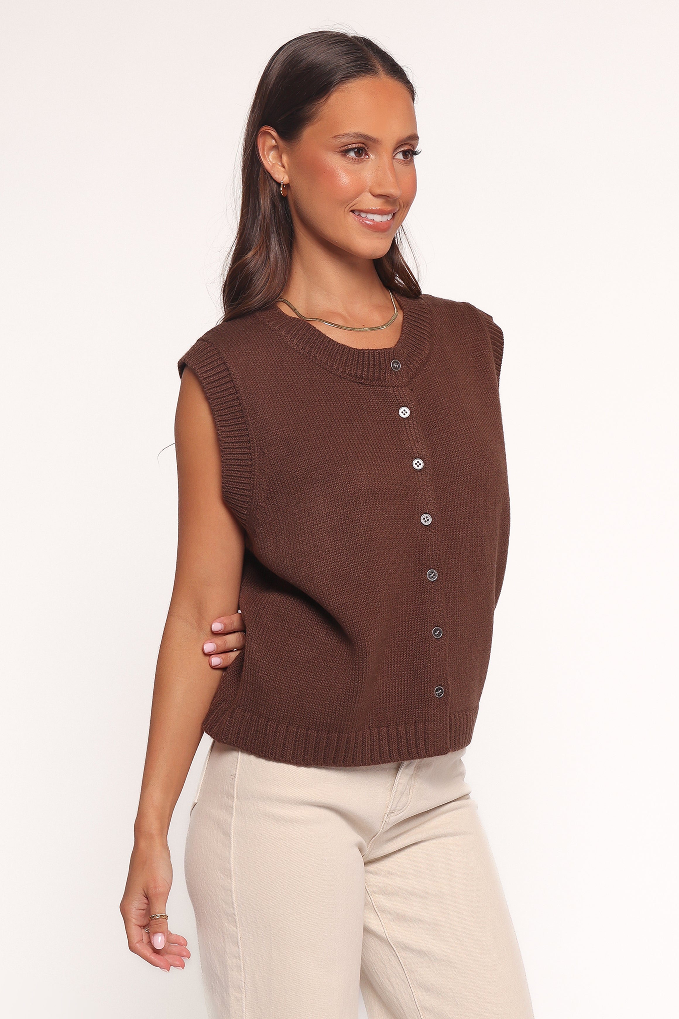 Petal and Pup USA TOPS Weston Knit Vest - Dark Chocolate
