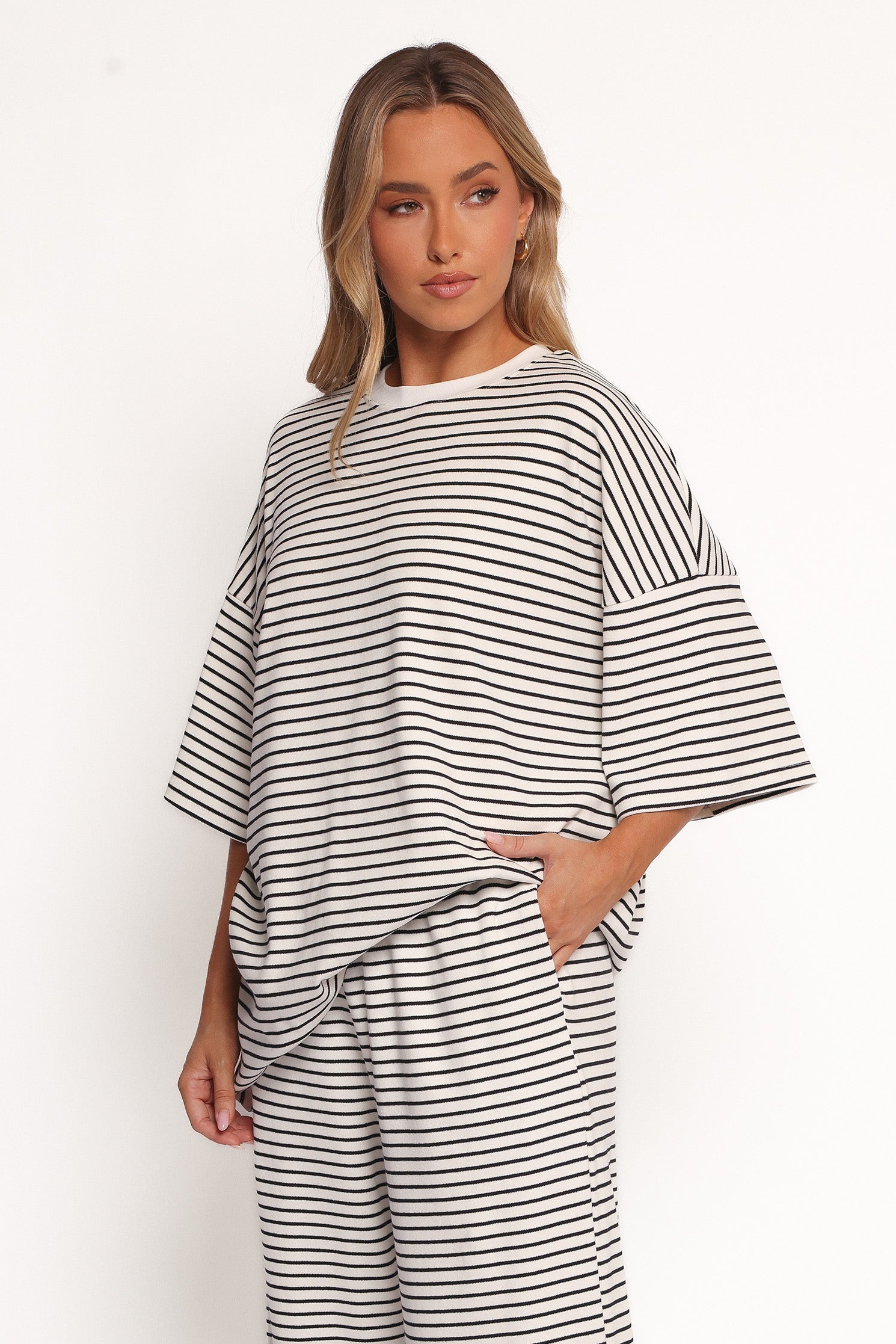Petal and Pup USA TOPS Wilda Oversized Tee - White Black Stripe