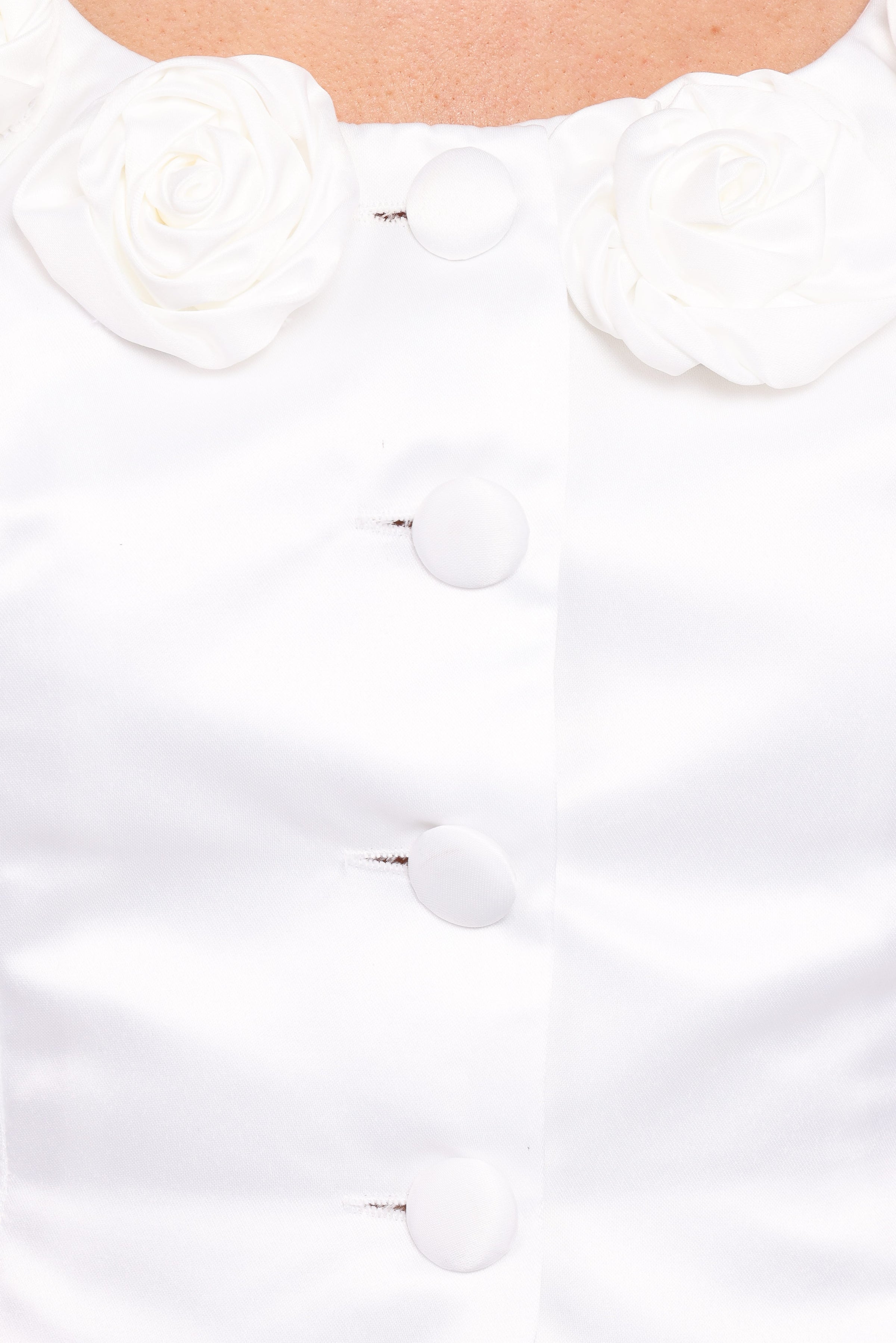 Petal and Pup USA TOPS Xara Satin Vest with Rosettes - Ivory