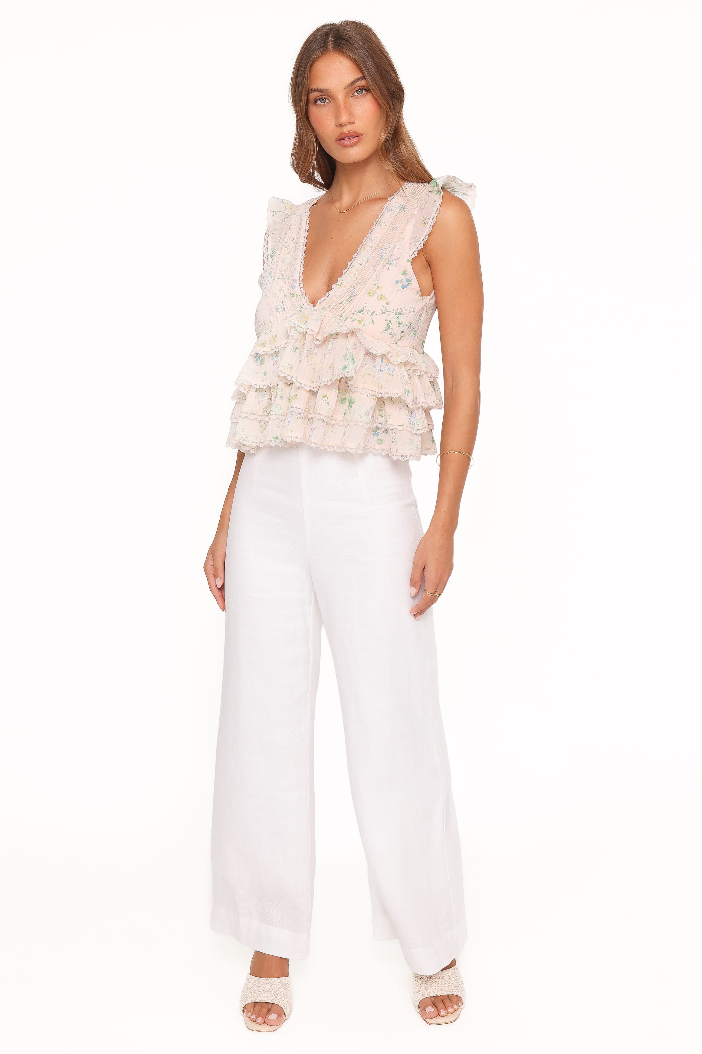Petal and Pup USA TOPS Yana Ruffle Top - Pastel Pink Floral