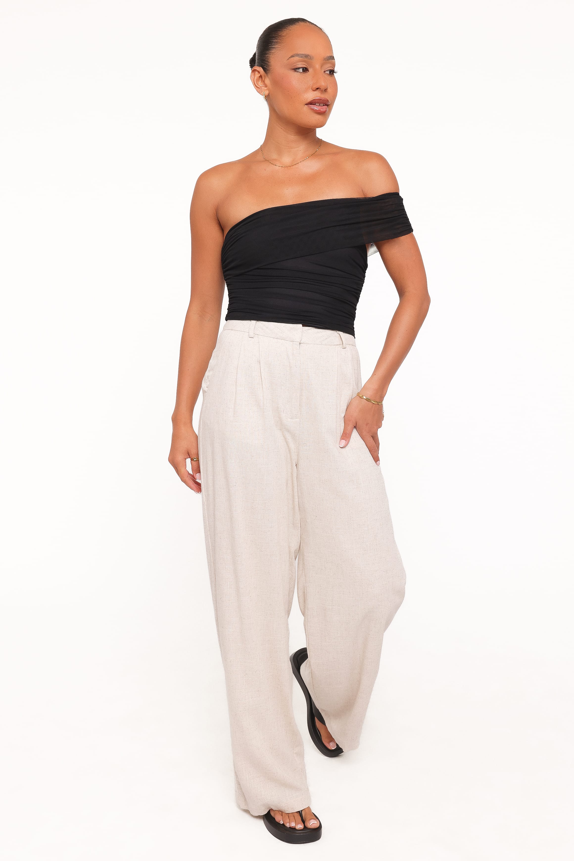 Petal and Pup USA TOPS Zachary One Shoulder Top - Black