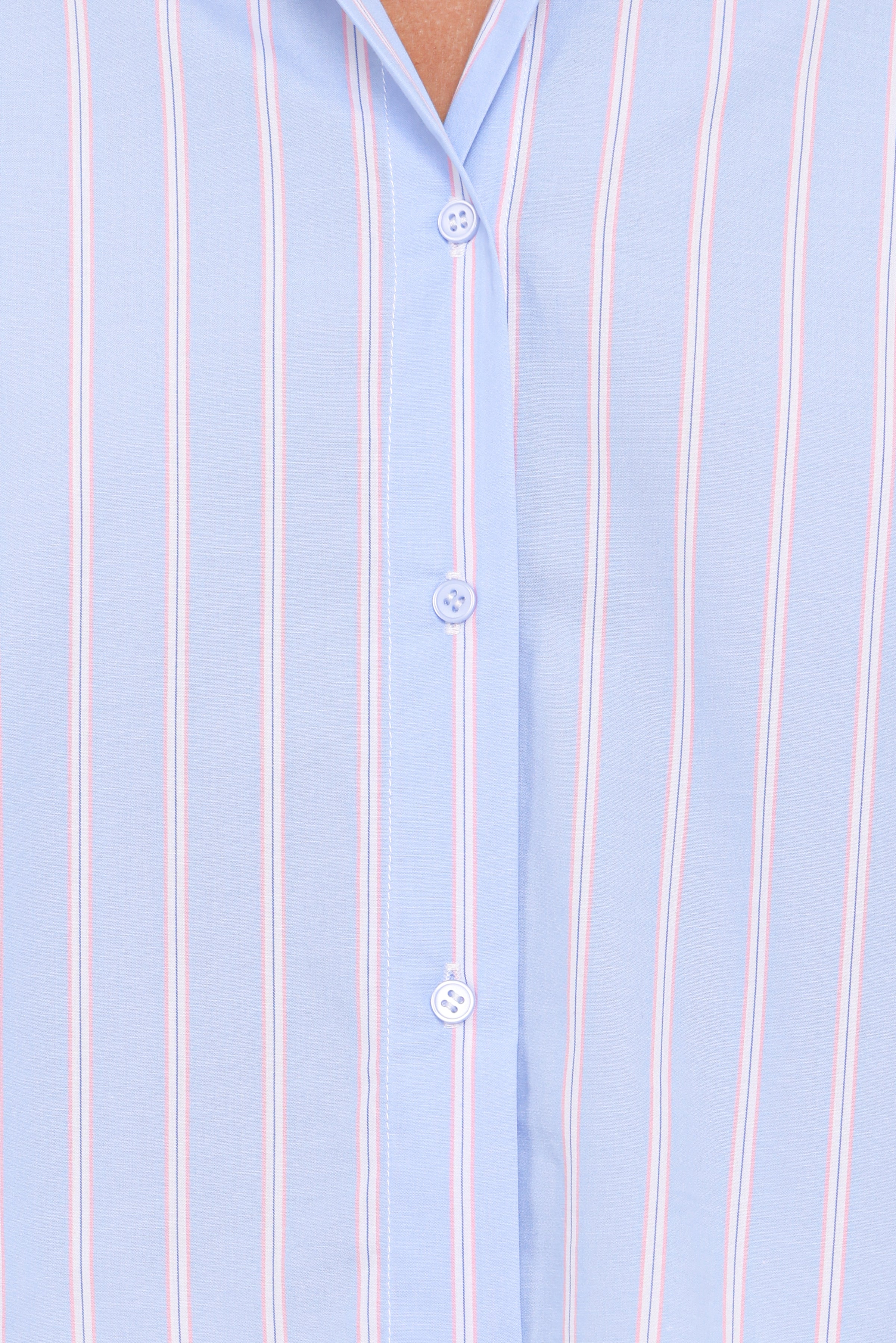 Petal and Pup USA TOPS Zella Puff Sleeve Button Up Shirt - Blue White Stripe