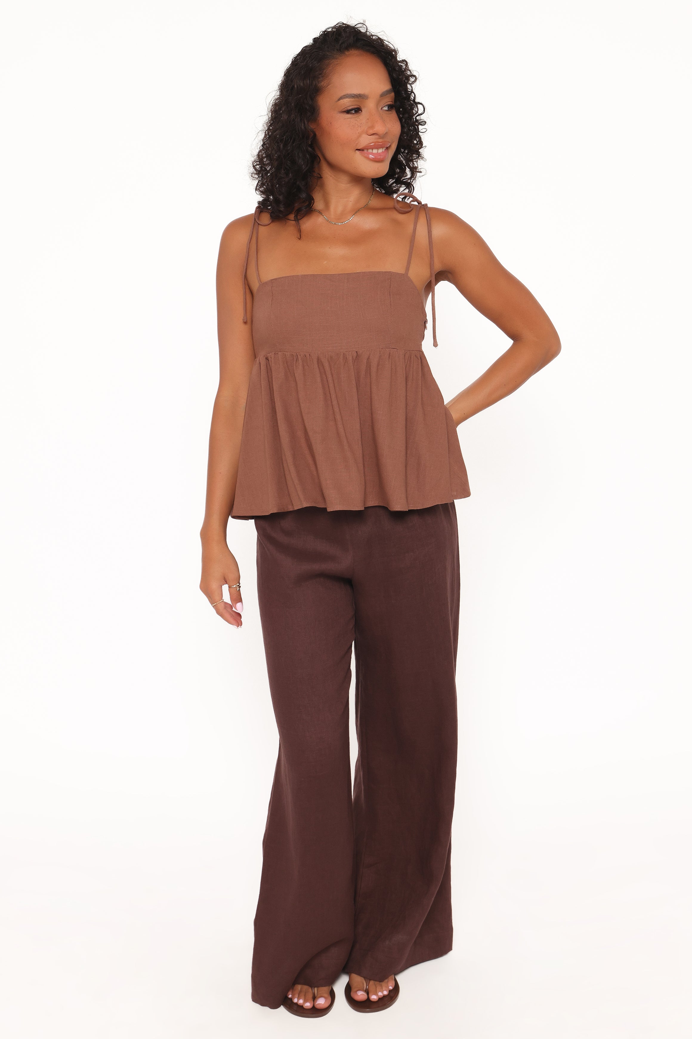 Petal and Pup USA TOPS Zephyra Baby Doll Top - Brown