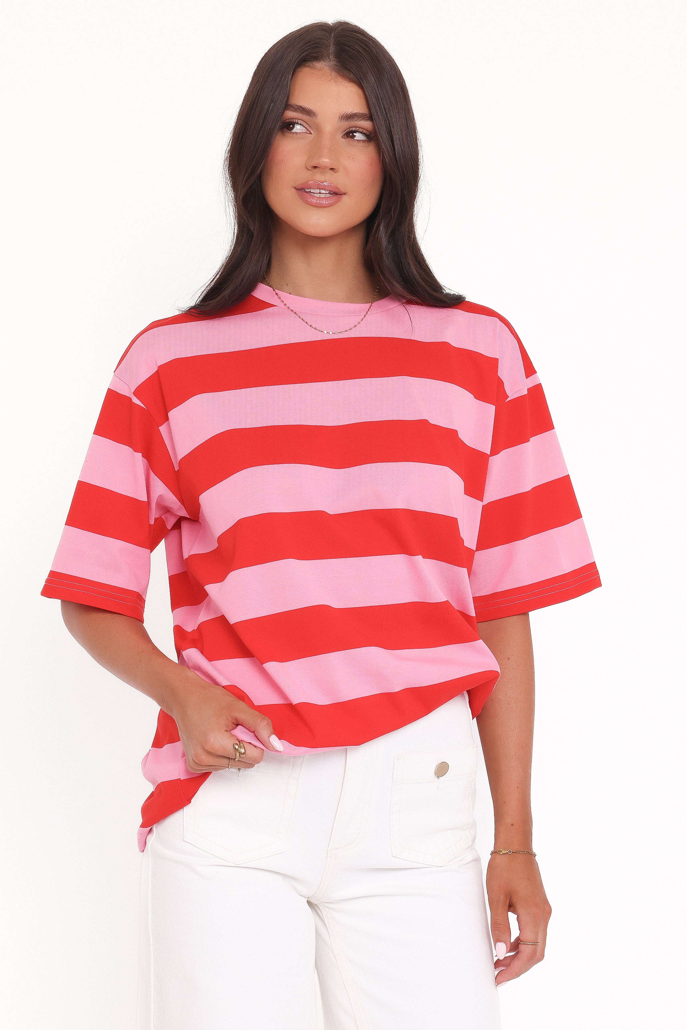 Petal and Pup USA TOPS Zestora Tee - Red Pink Stripe