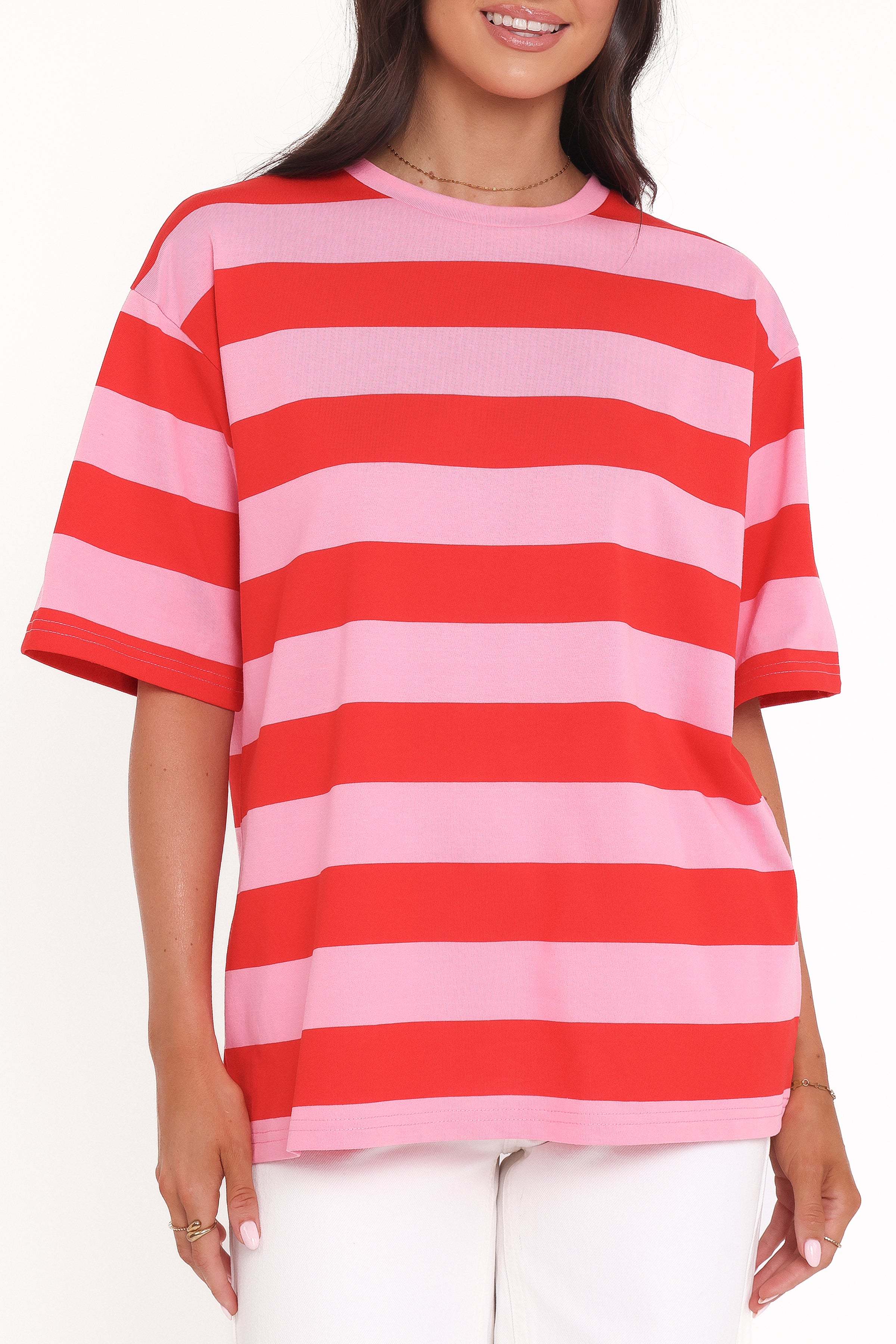 Petal and Pup USA TOPS Zestora Tee - Red Pink Stripe