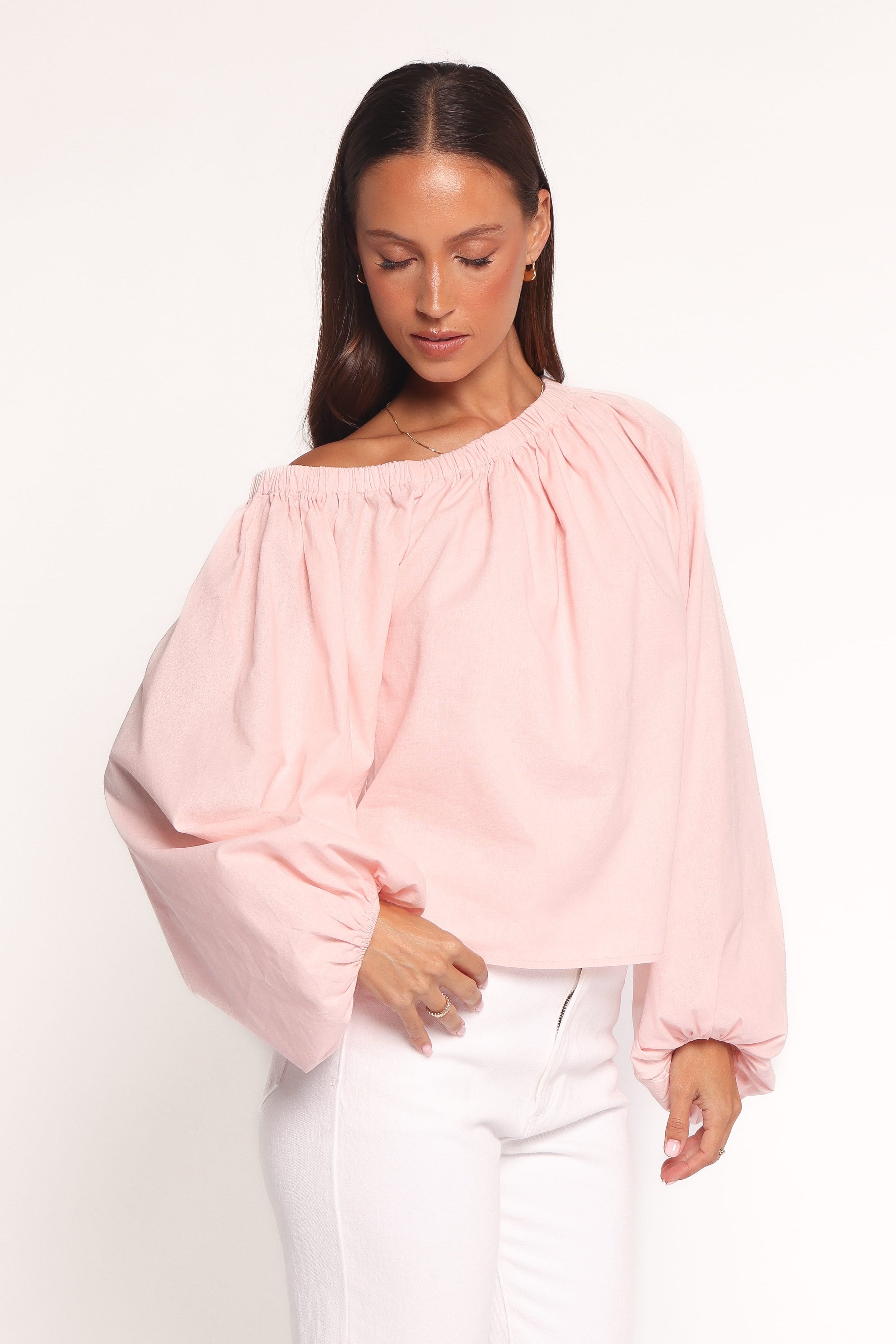 Petal and Pup USA TOPS Zion Off Shoulder Long Sleeve Top - Pale Pink (Hold for Rack)