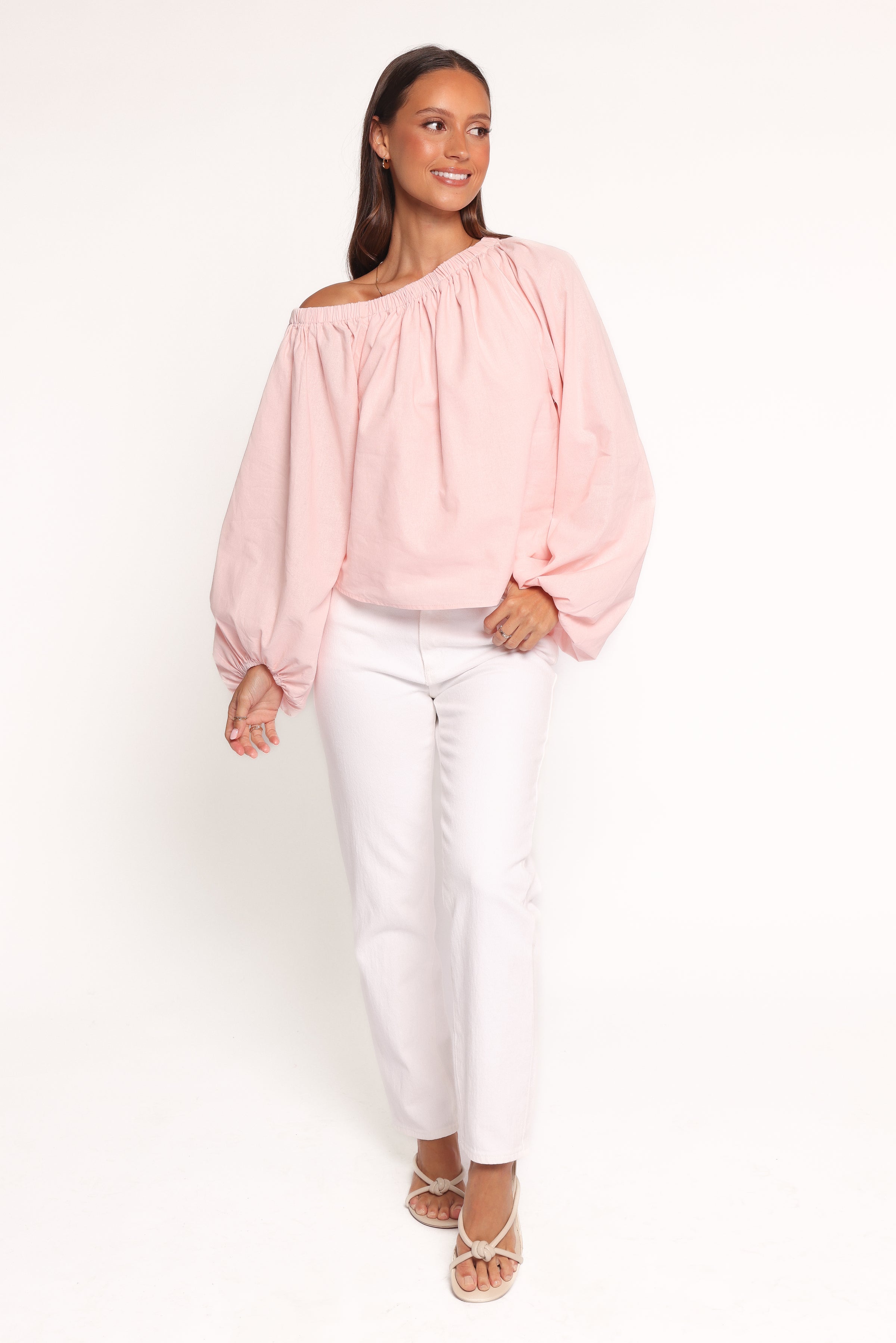 Petal and Pup USA TOPS Zion Off Shoulder Long Sleeve Top - Pale Pink (Hold for Rack)