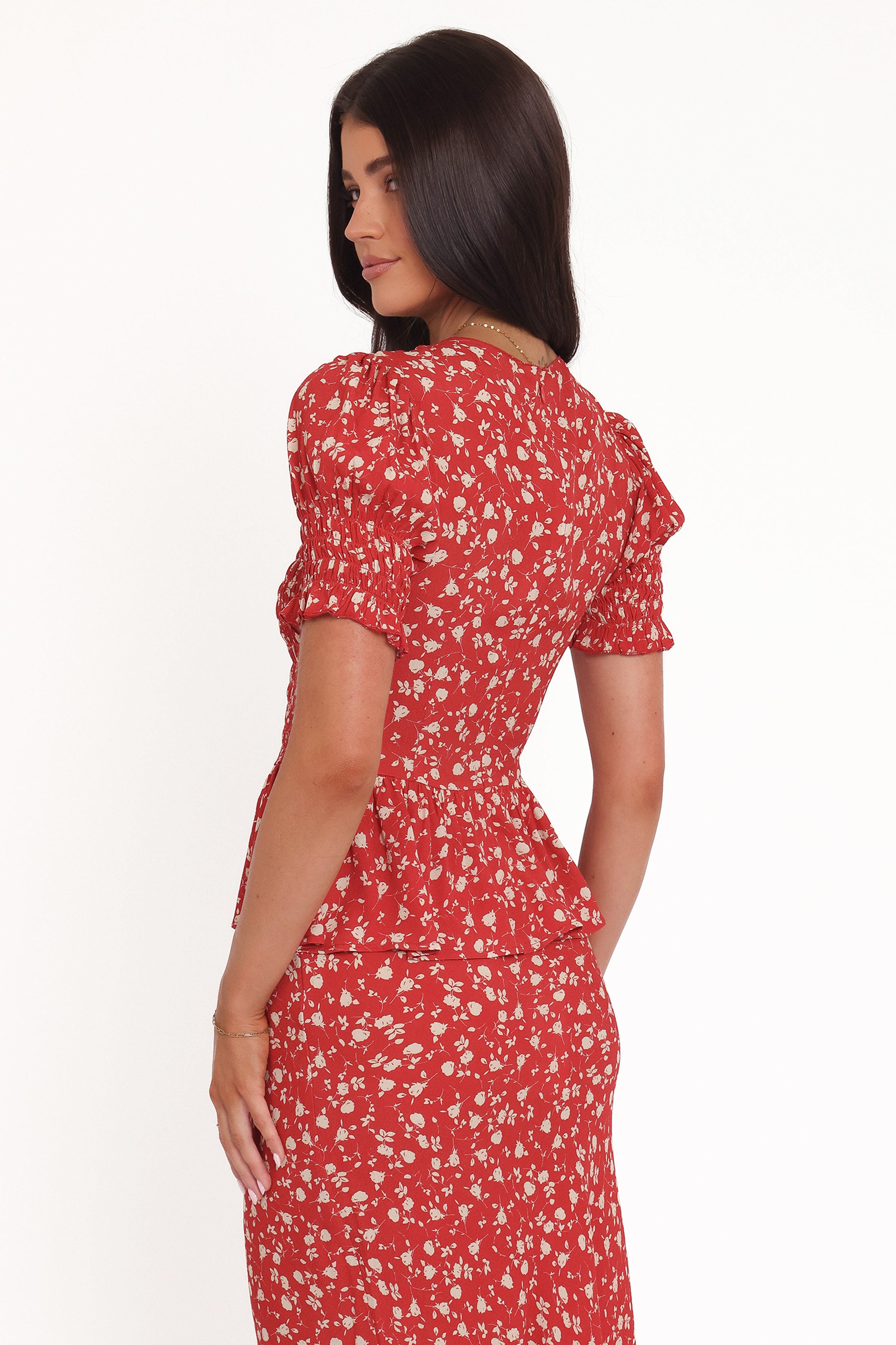 Petal and Pup USA TOPS Zoella Peplum Top - Red Floral