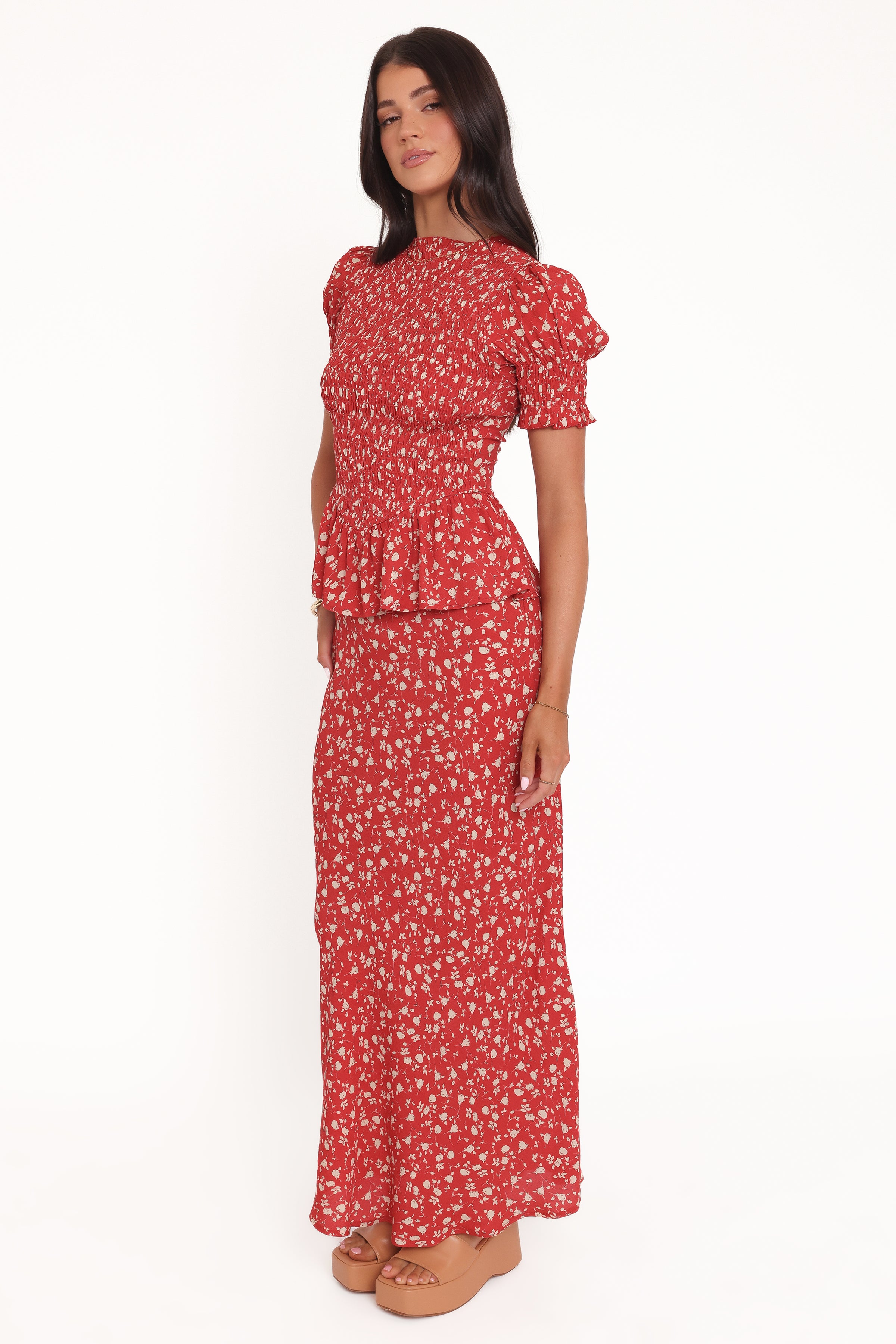 Petal and Pup USA TOPS Zoella Peplum Top - Red Floral