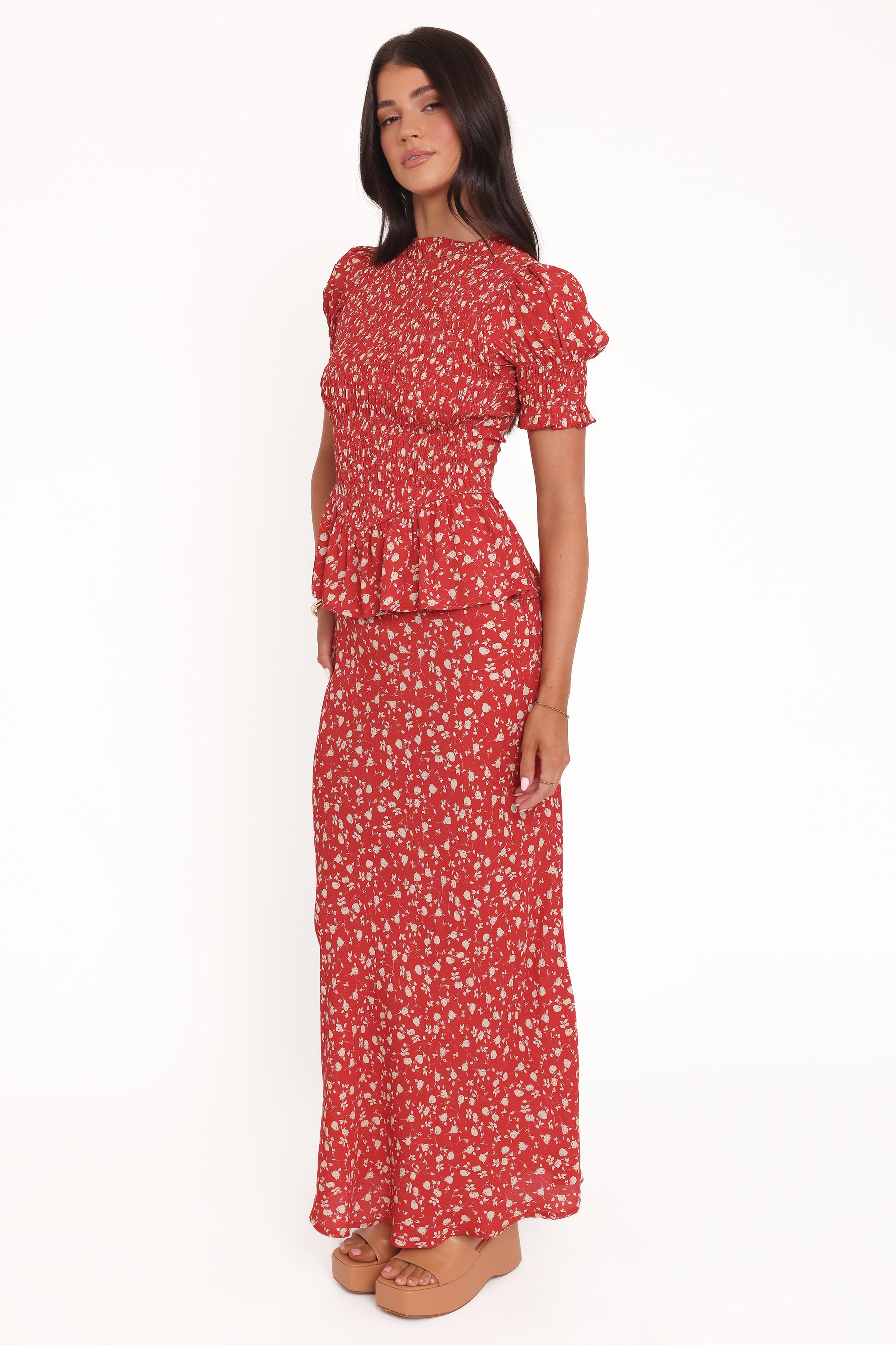Petal and Pup USA TOPS Zoella Peplum Top - Red Floral