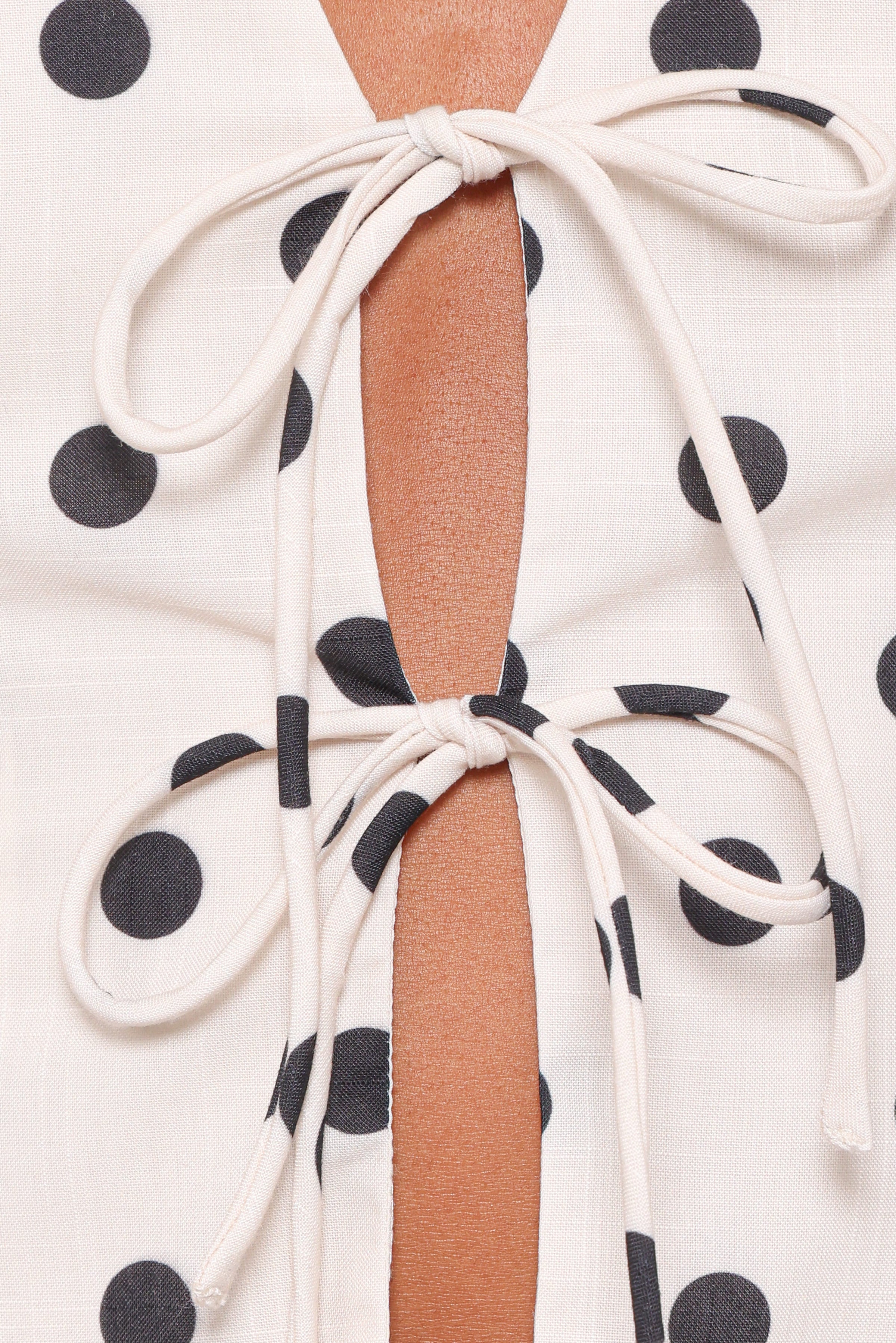 Petal and Pup USA TOPS Zoie Tie Front Vest - Cream Polka Dot