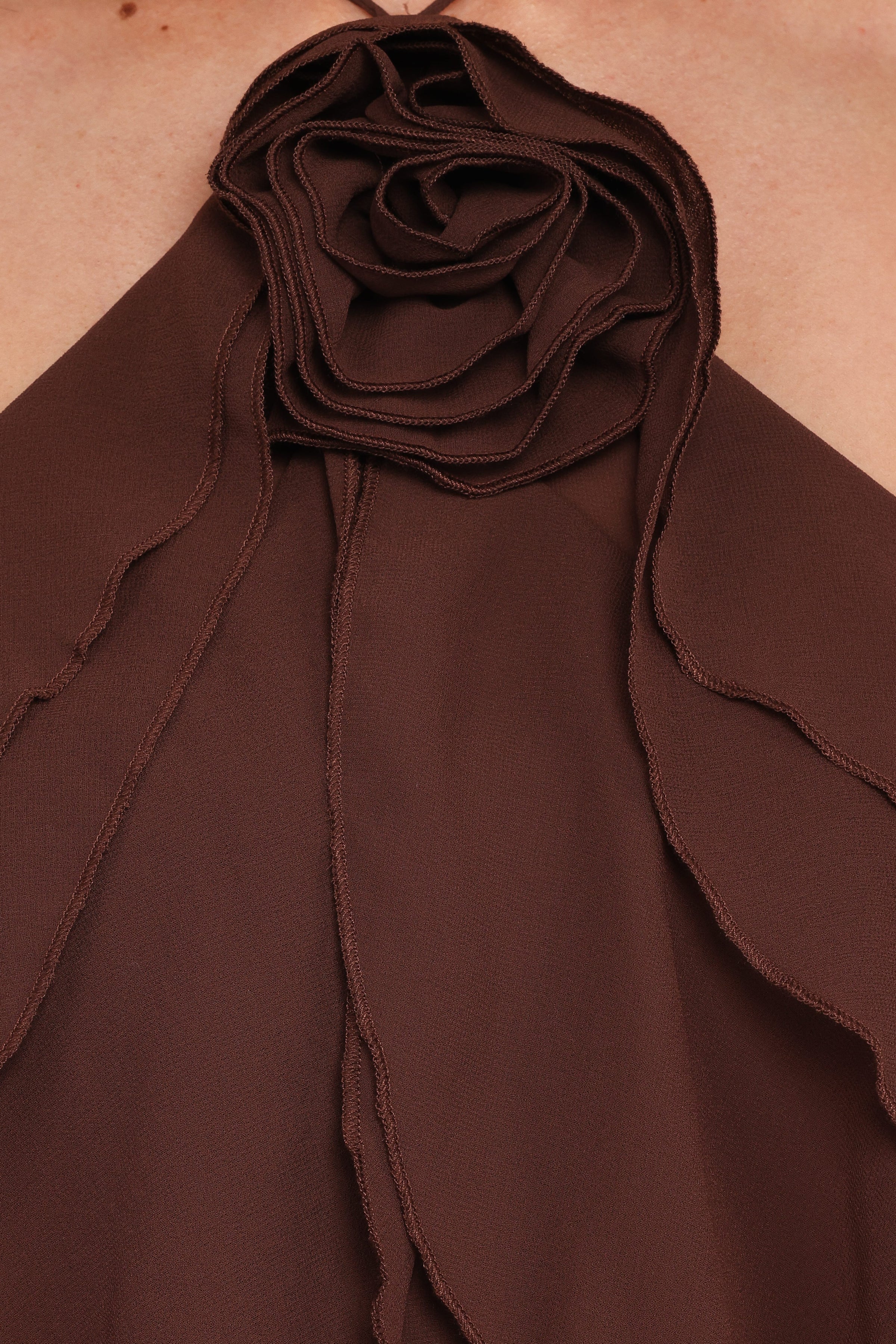 Petal and Pup USA TOPS Zorina Halter Neck Chiffon Top - Brown