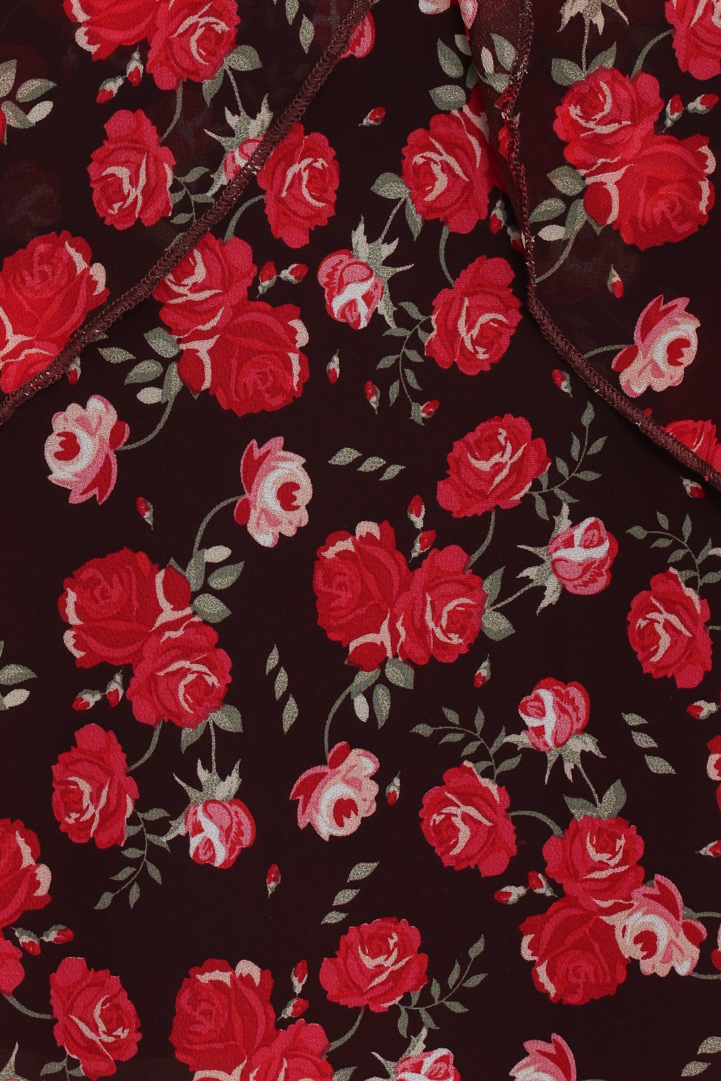 Petal and Pup USA TOPS Zorina Halter Neck Chiffon Top - Brown Floral