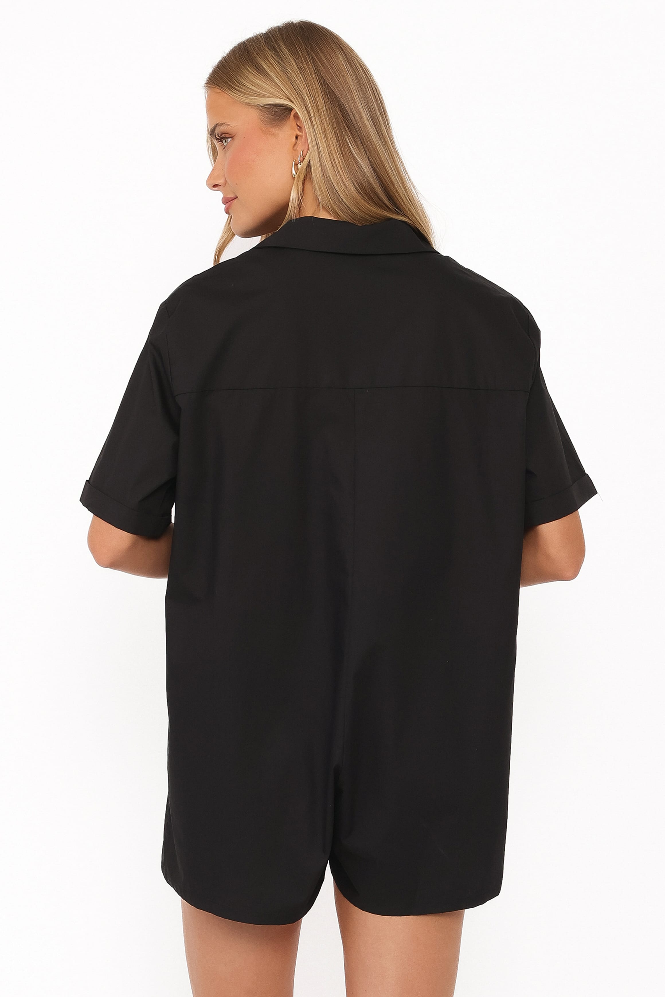 PLAYSUITS Calypso Button Front Romper - Black