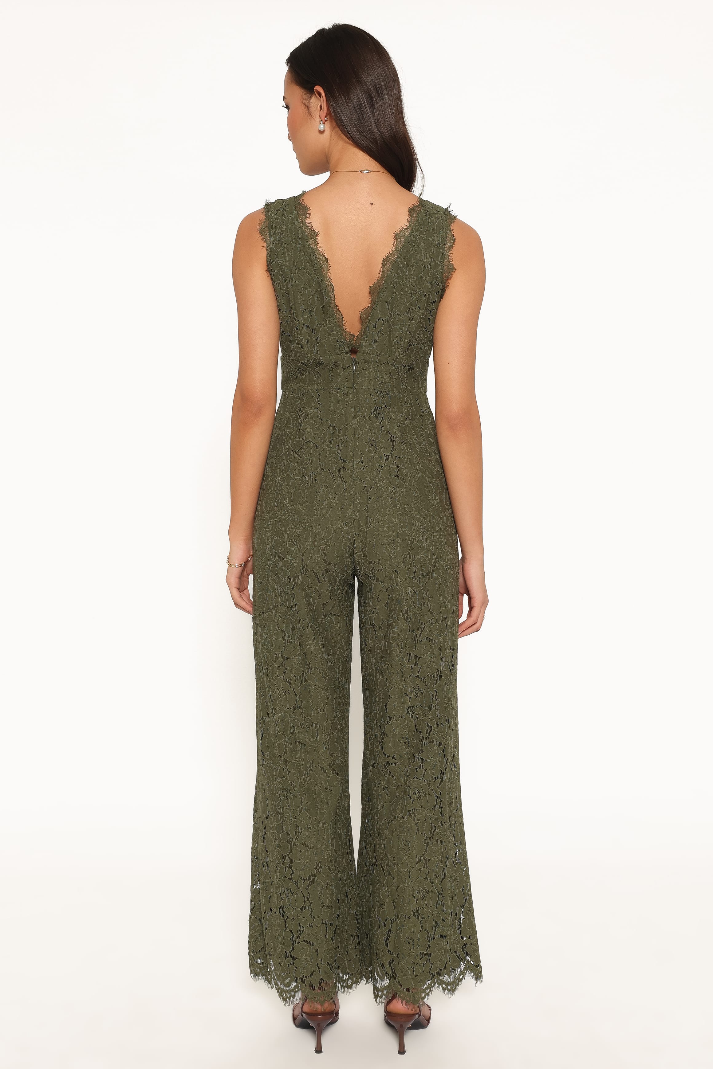 PLAYSUITS Eloise Lace Jumpsuit - Olive Green