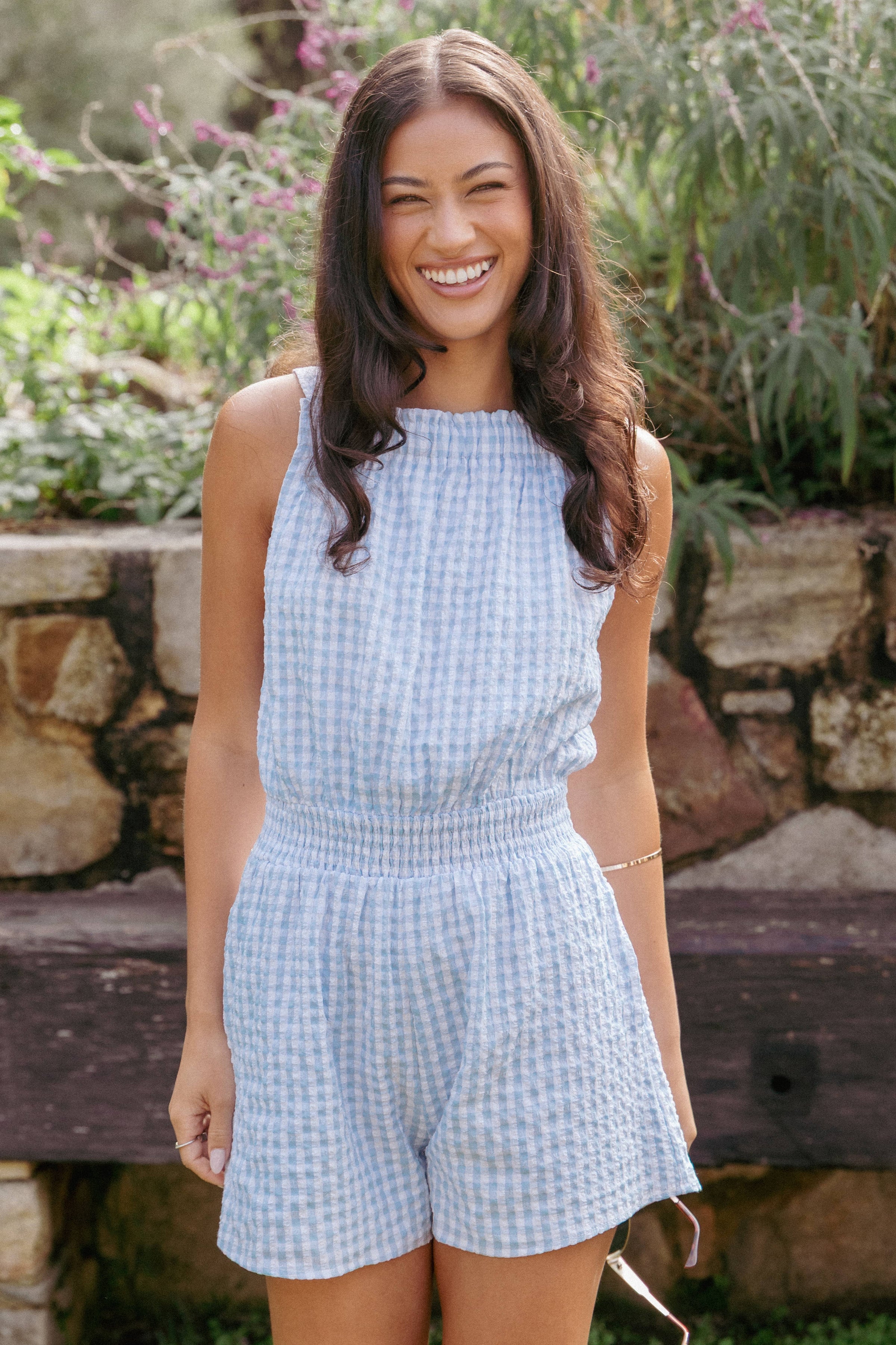 PLAYSUITS Felicity Romper - Blue Gingham
