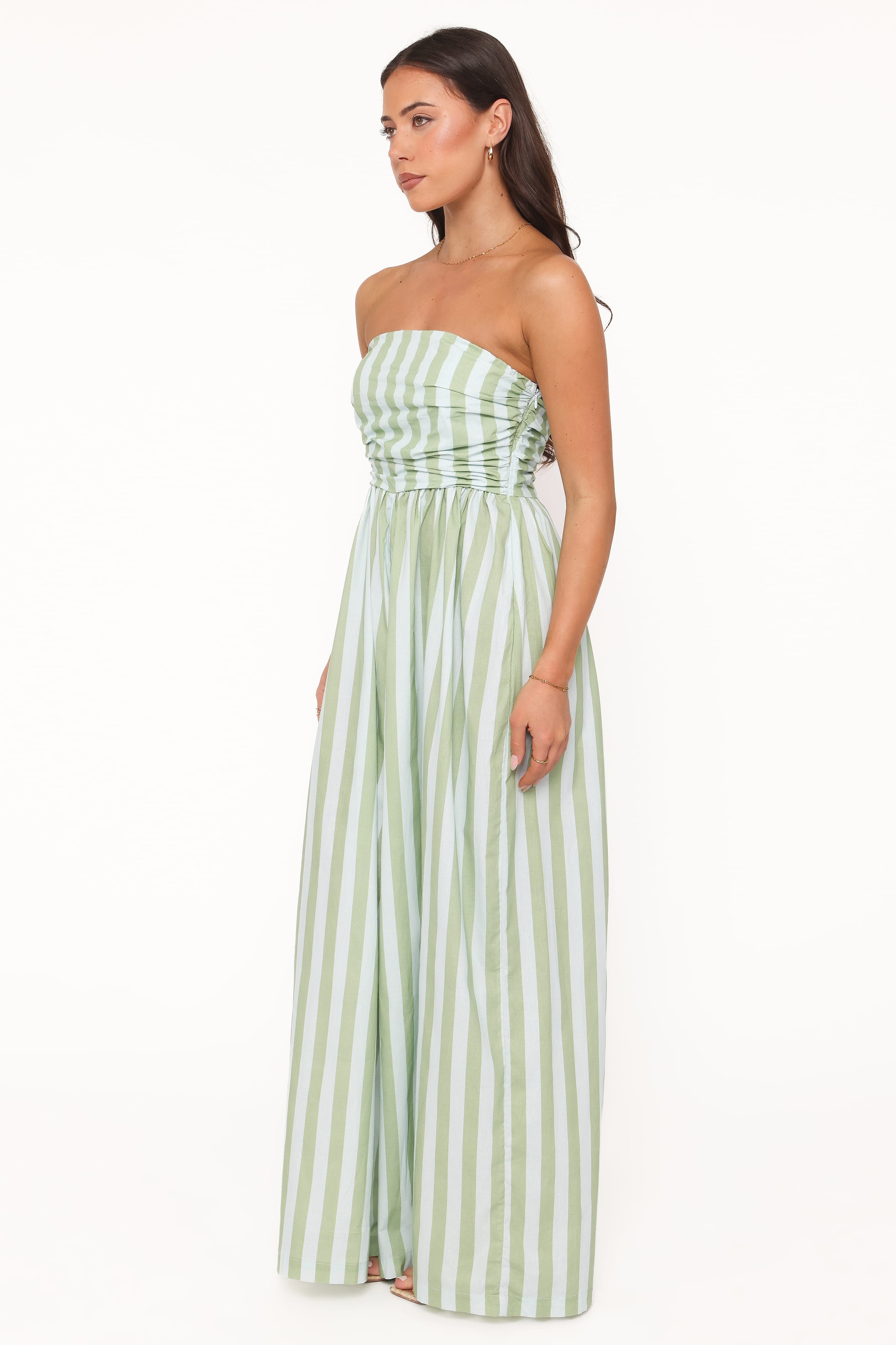PLAYSUITS Paige Strapless Jumpsuit - Blue/Green Stripe