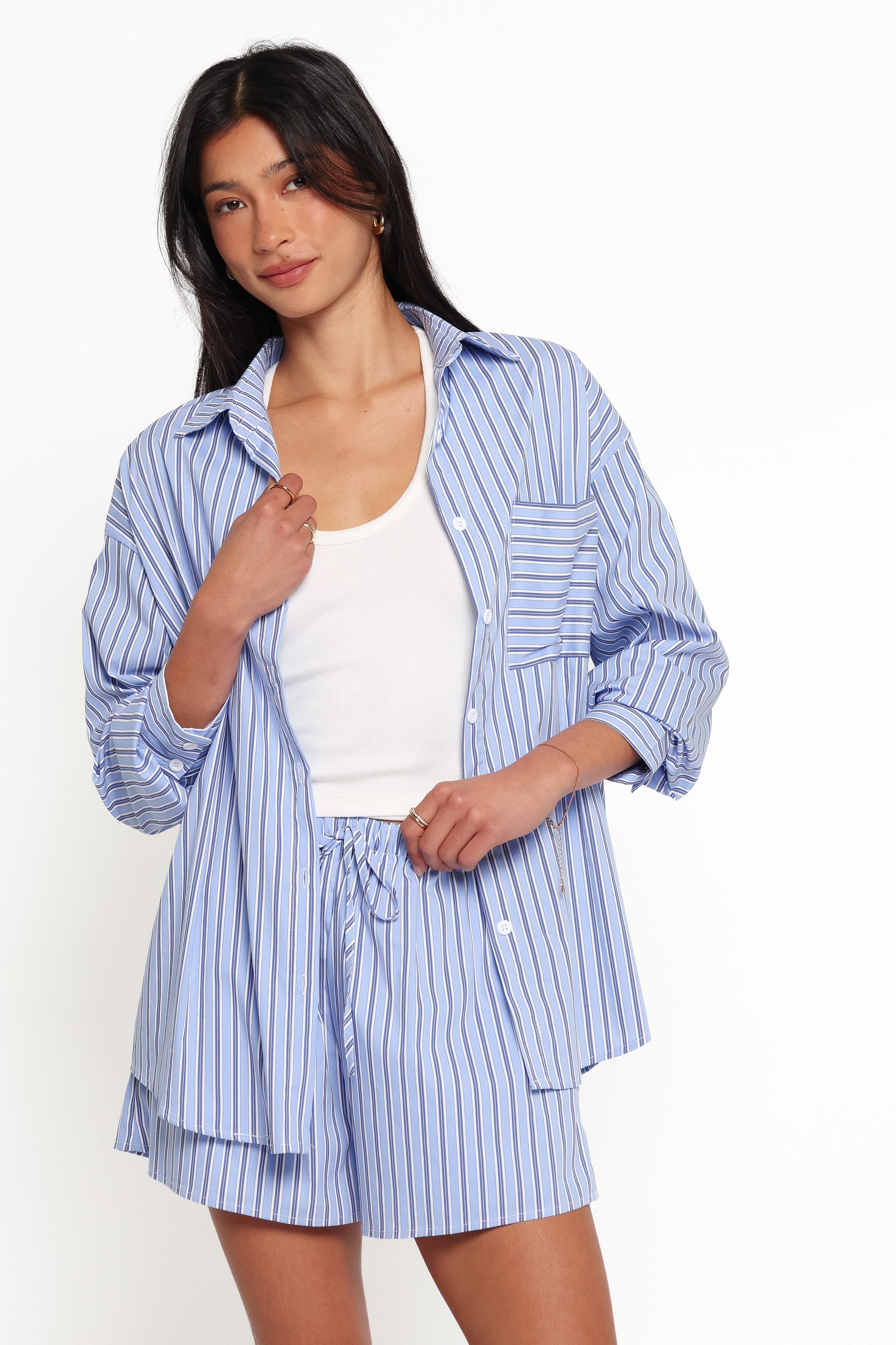 SETS Ashlyn Short Set - Blue Stripe