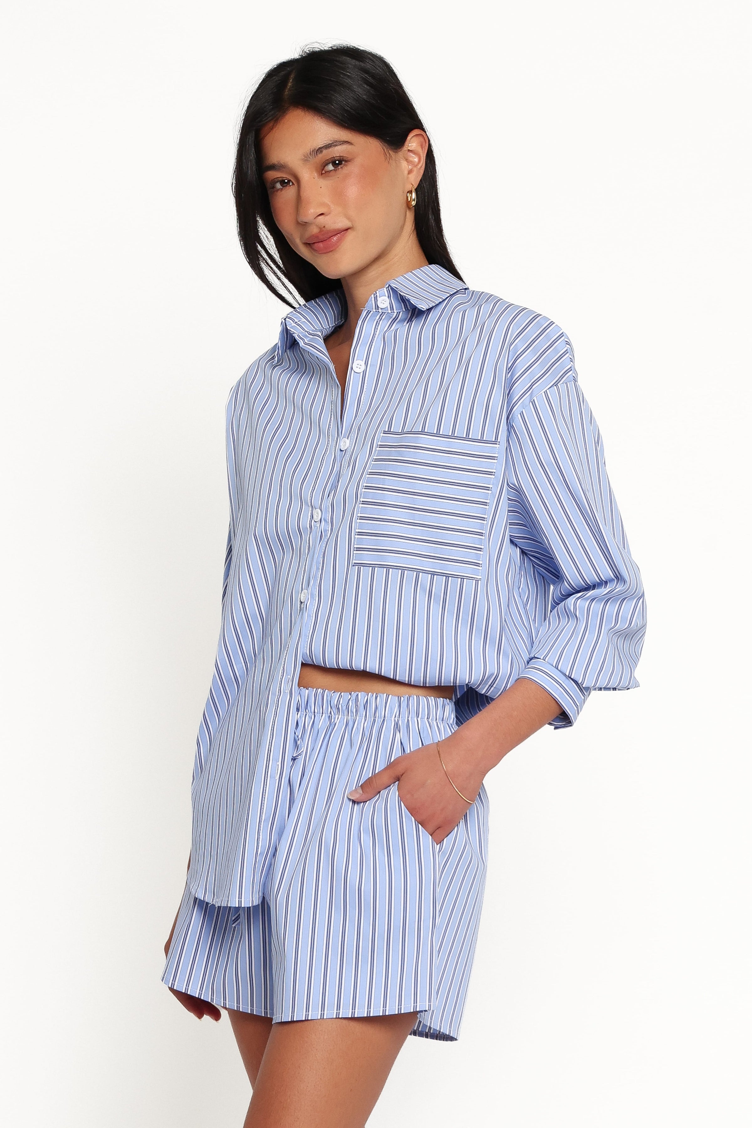 SETS Ashlyn Short Set - Blue Stripe