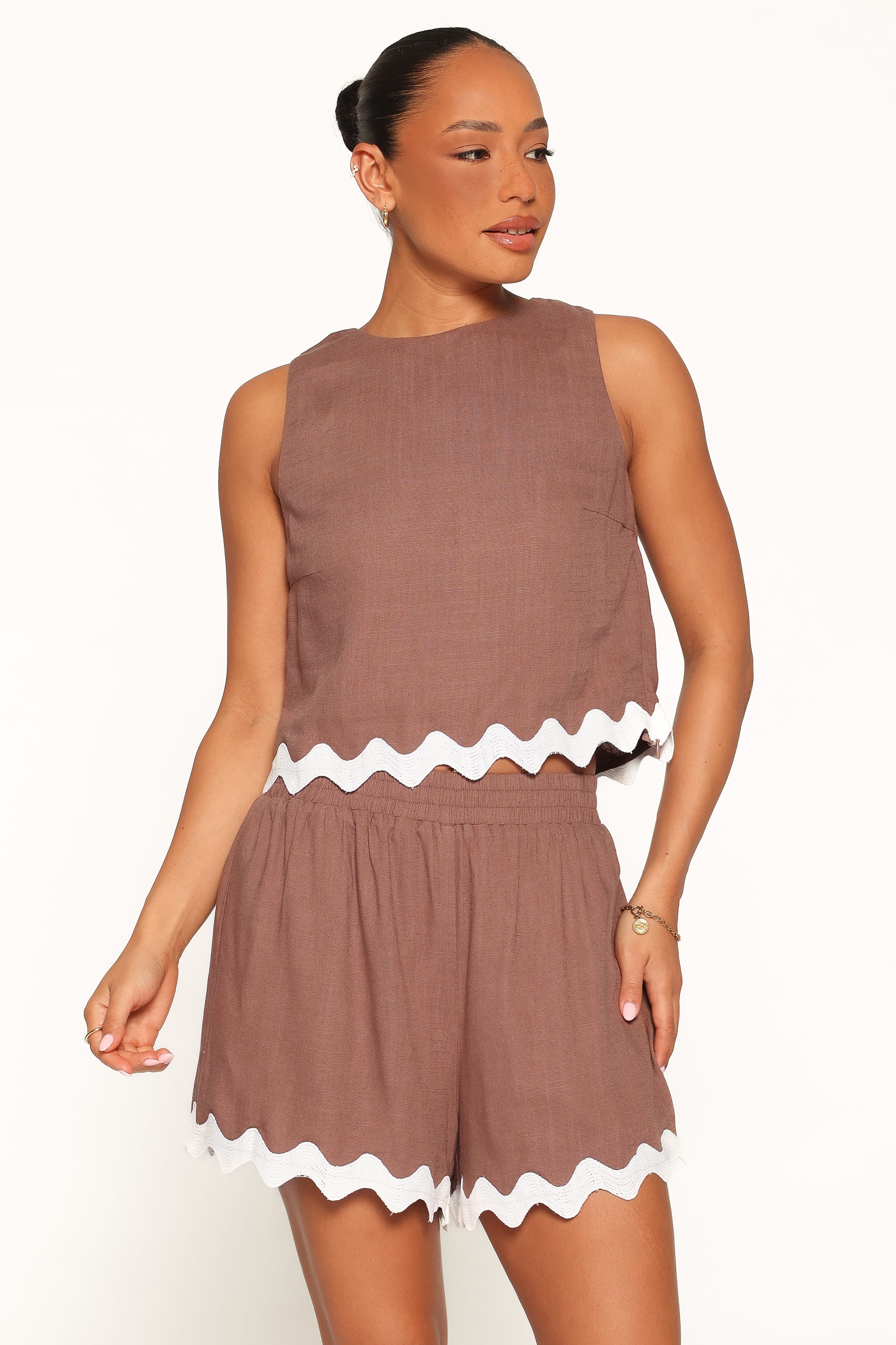 SETS Gale Short Set - Brown Cream