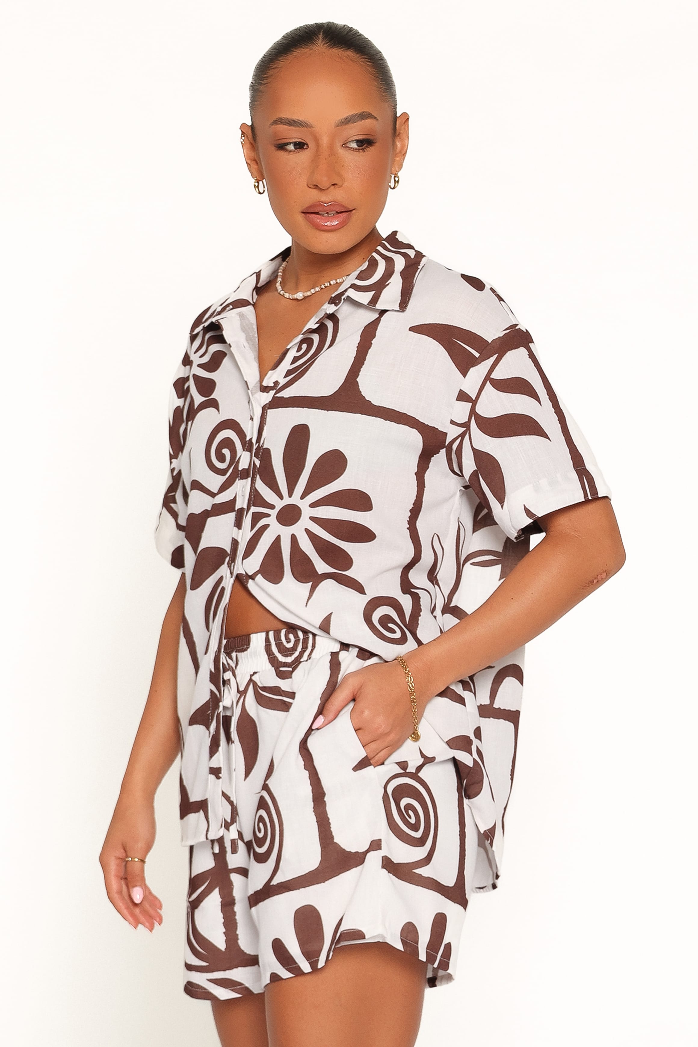 SETS Helga Short Set - Brown White