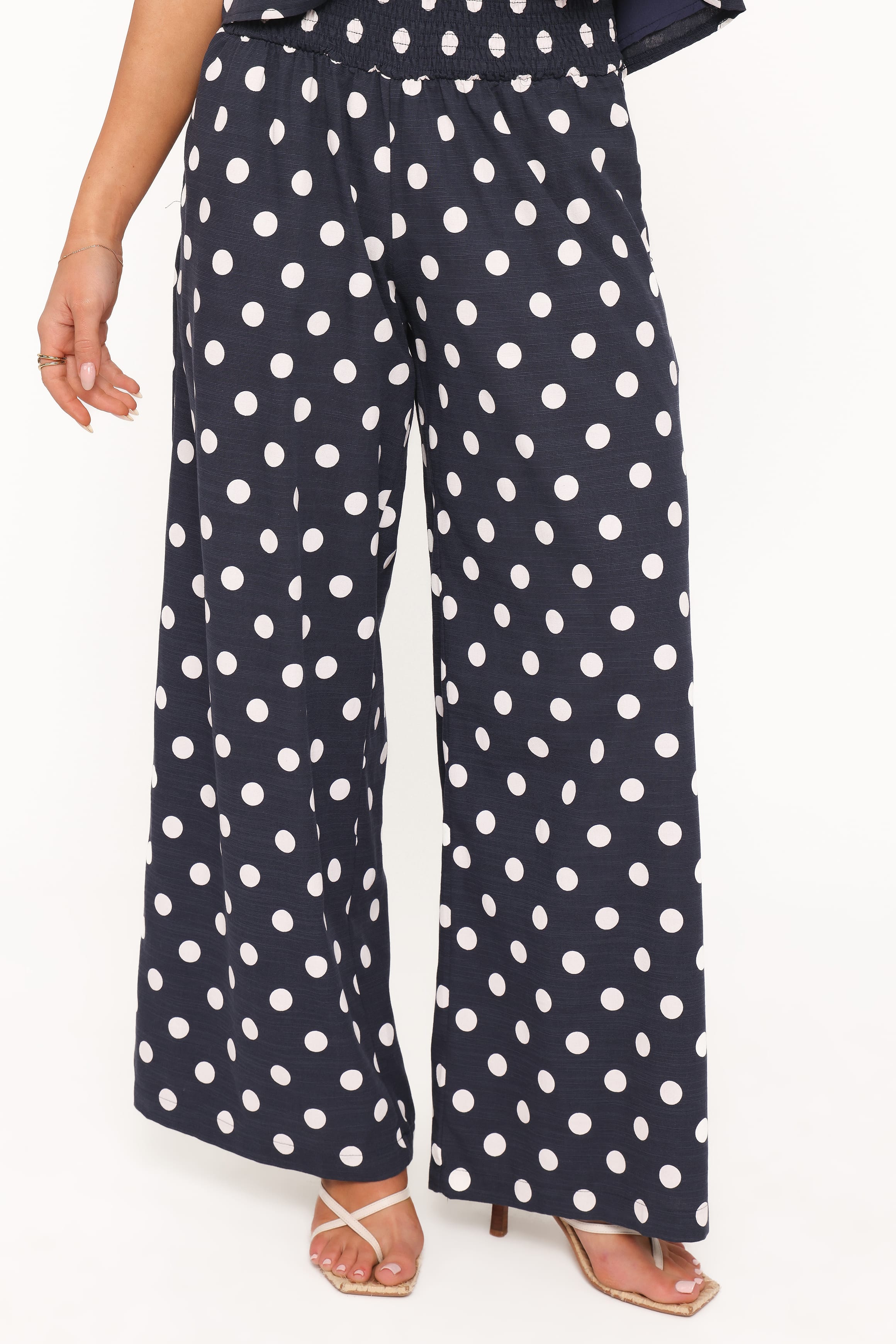 SETS Jillian Smocked Pant Set - Navy Polka Dot
