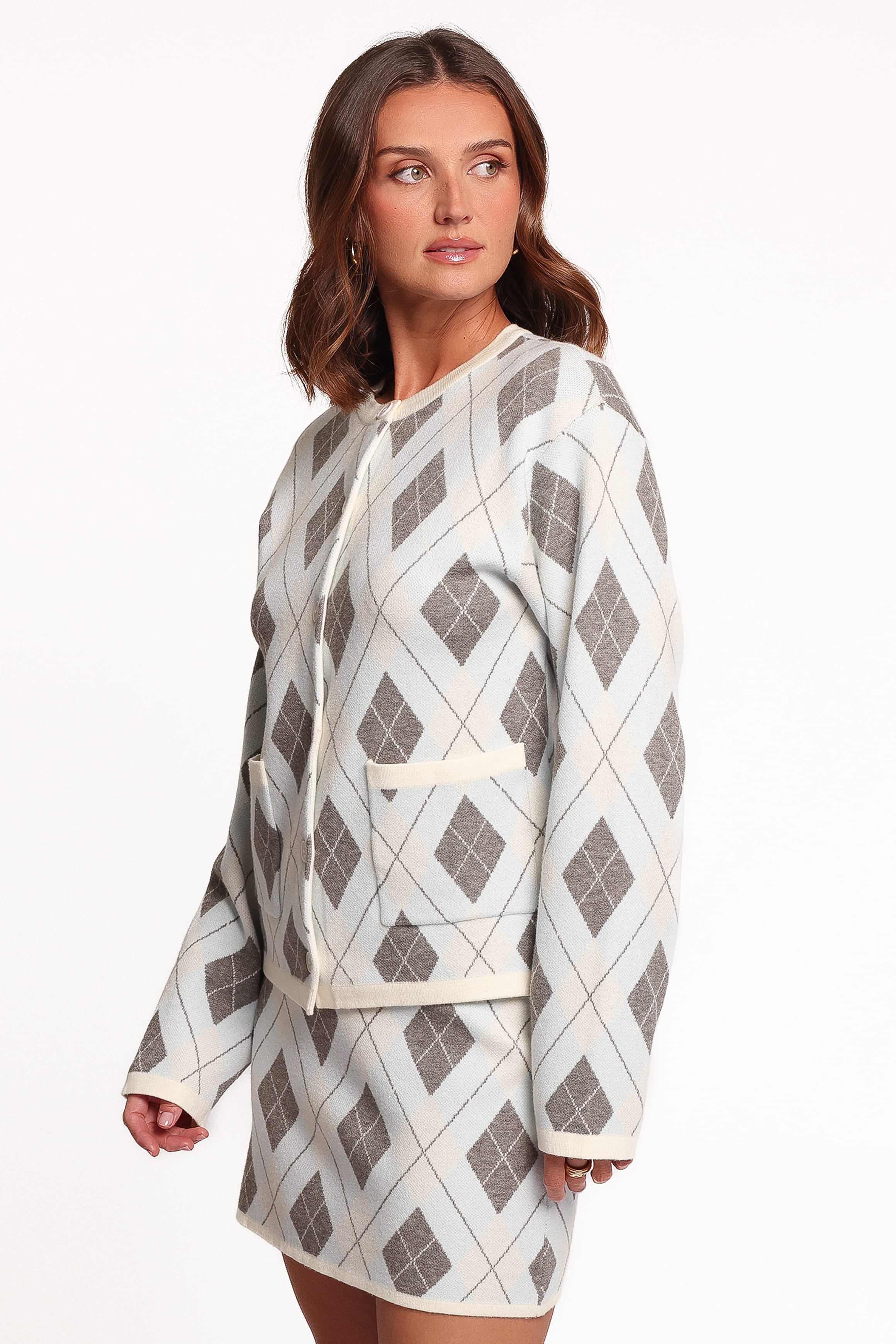 SETS Melissa Sweater Skirt Set - Icy Blue Argyle