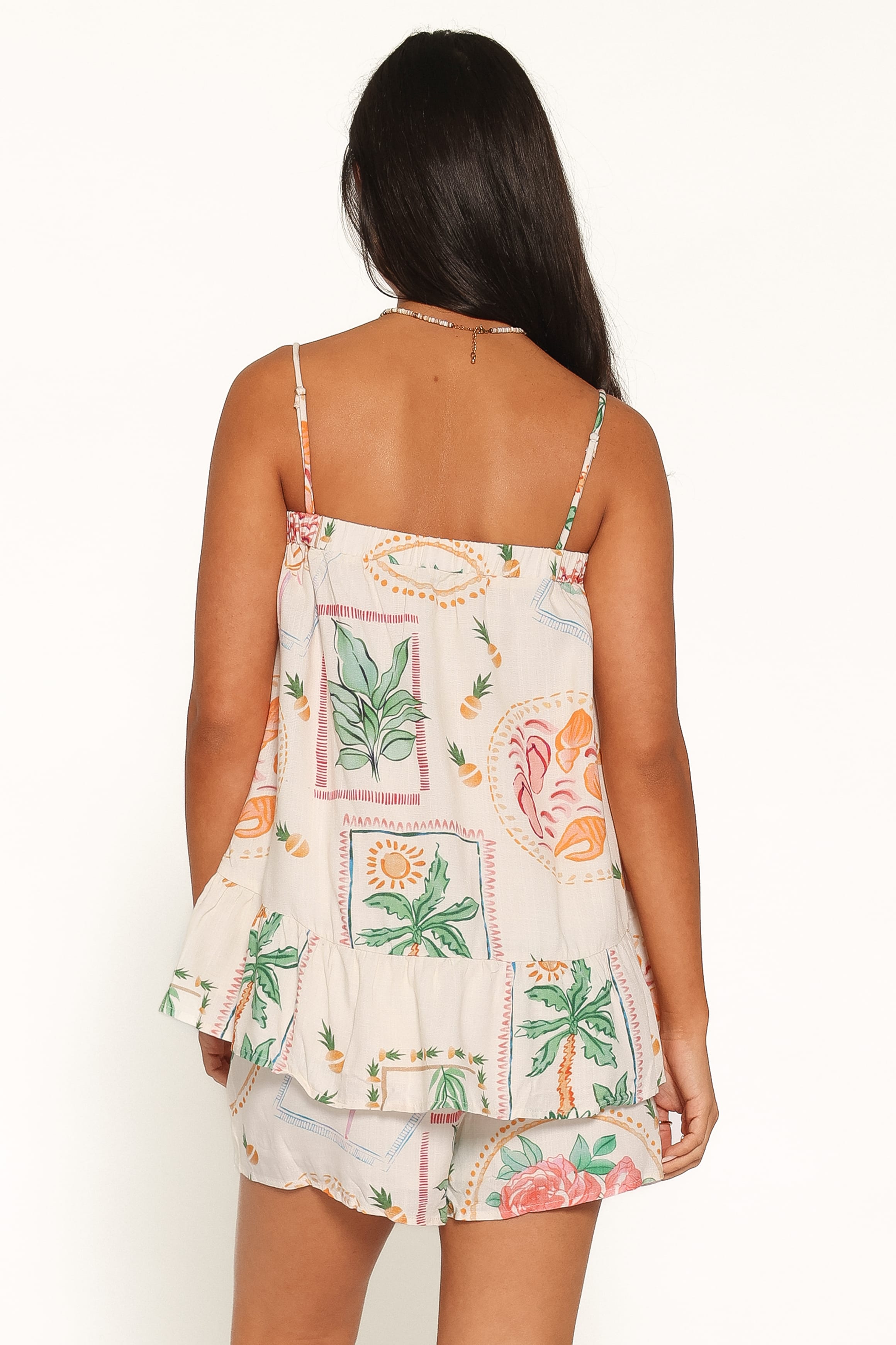 SETS Narella Short Set - Cream Palm Print