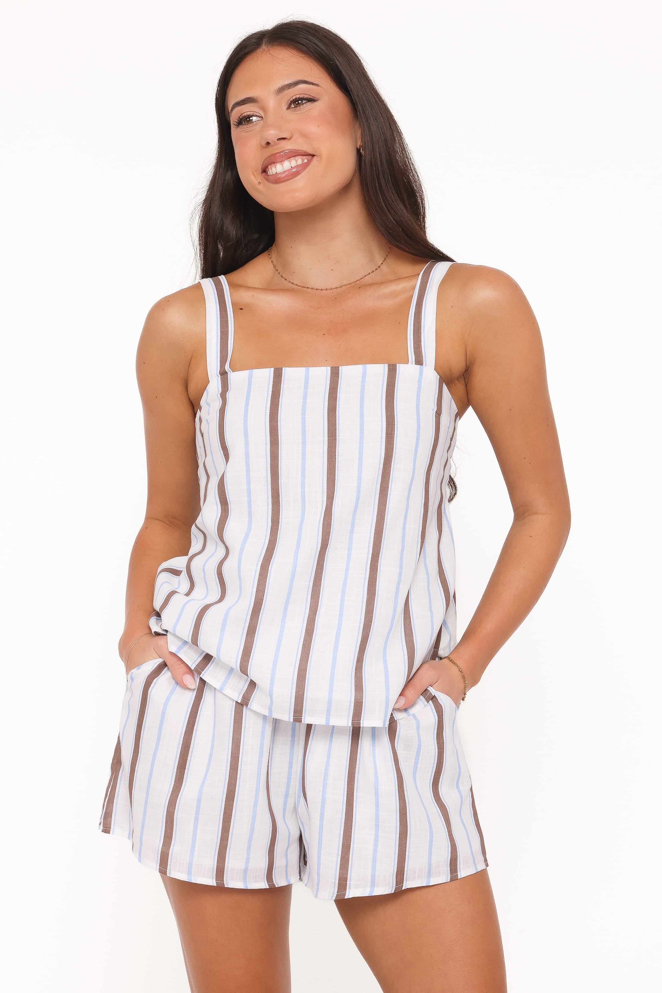 SETS Sallie Short Set - Chocolate Blue Stripe