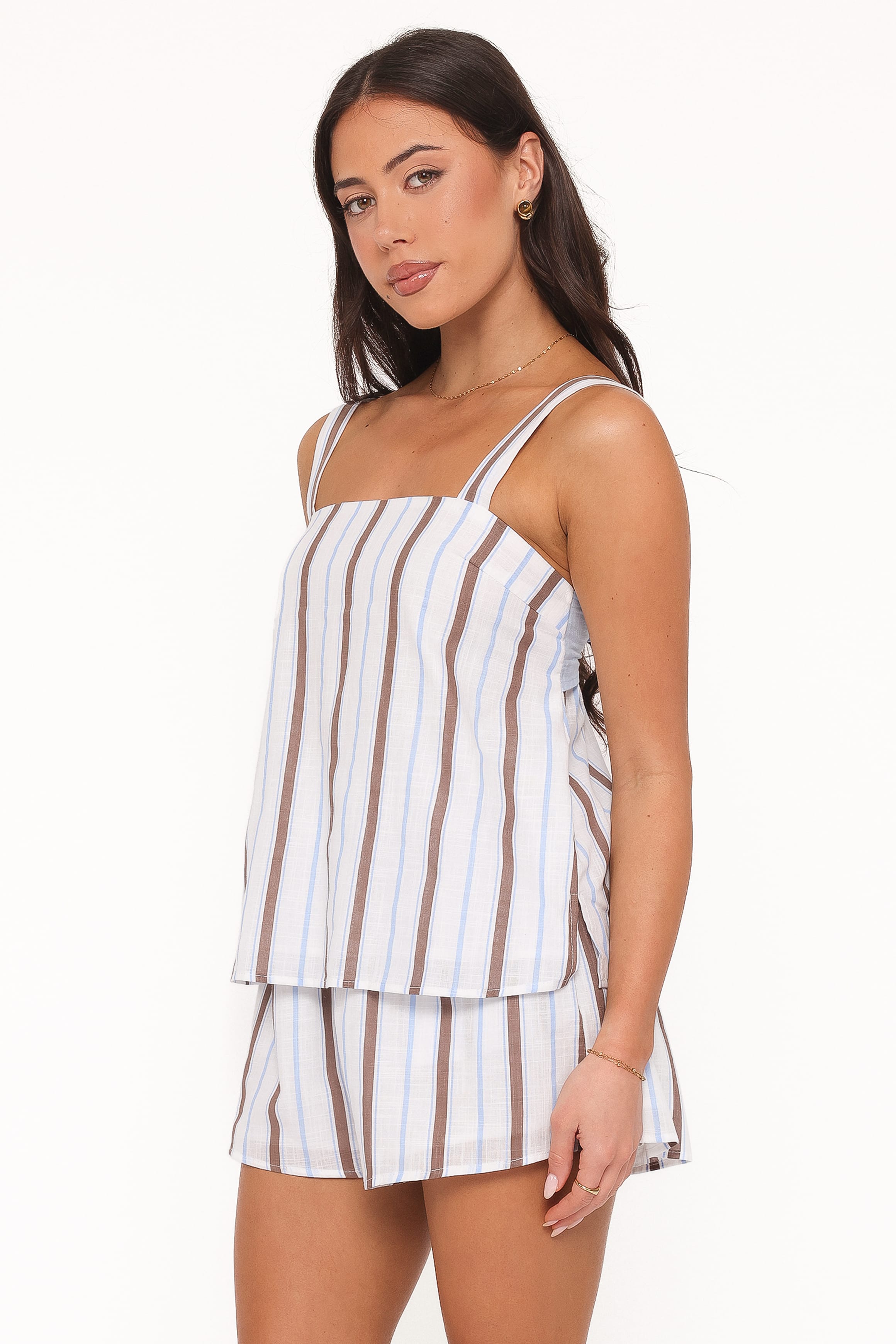 SETS Sallie Short Set - Chocolate Blue Stripe