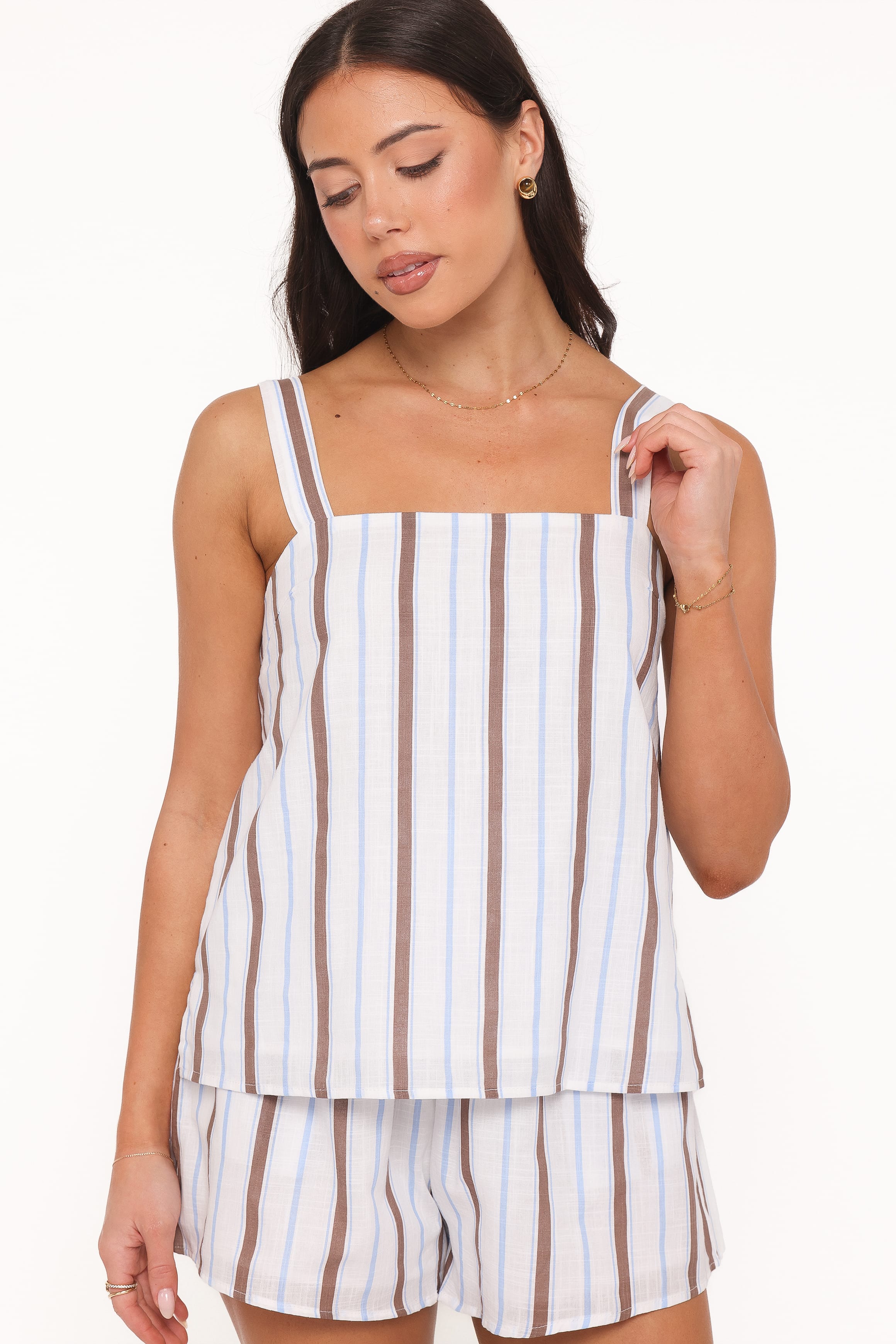 SETS Sallie Short Set - Chocolate Blue Stripe
