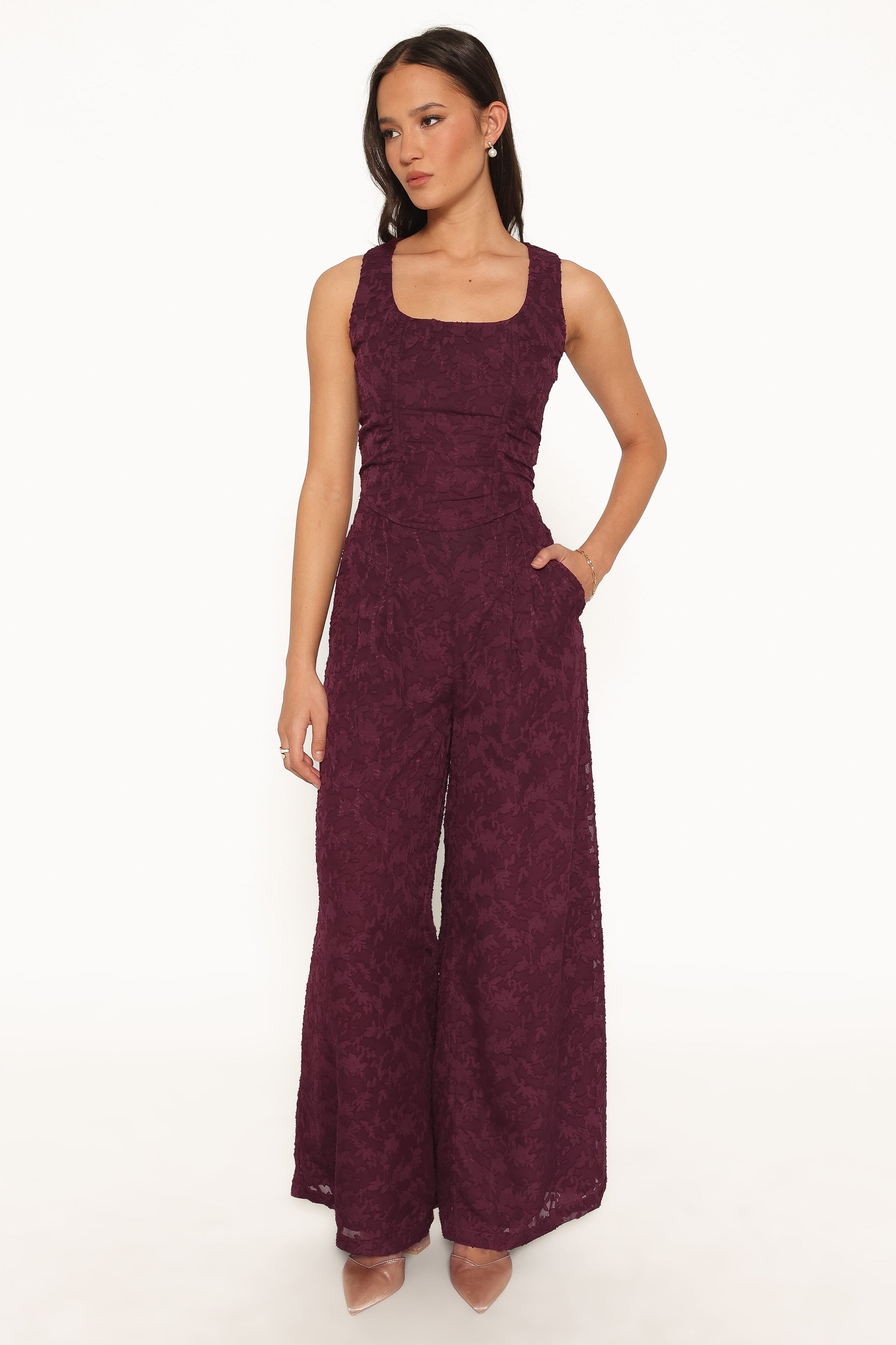 TOPS Ada Corset Top - Plum Burnout